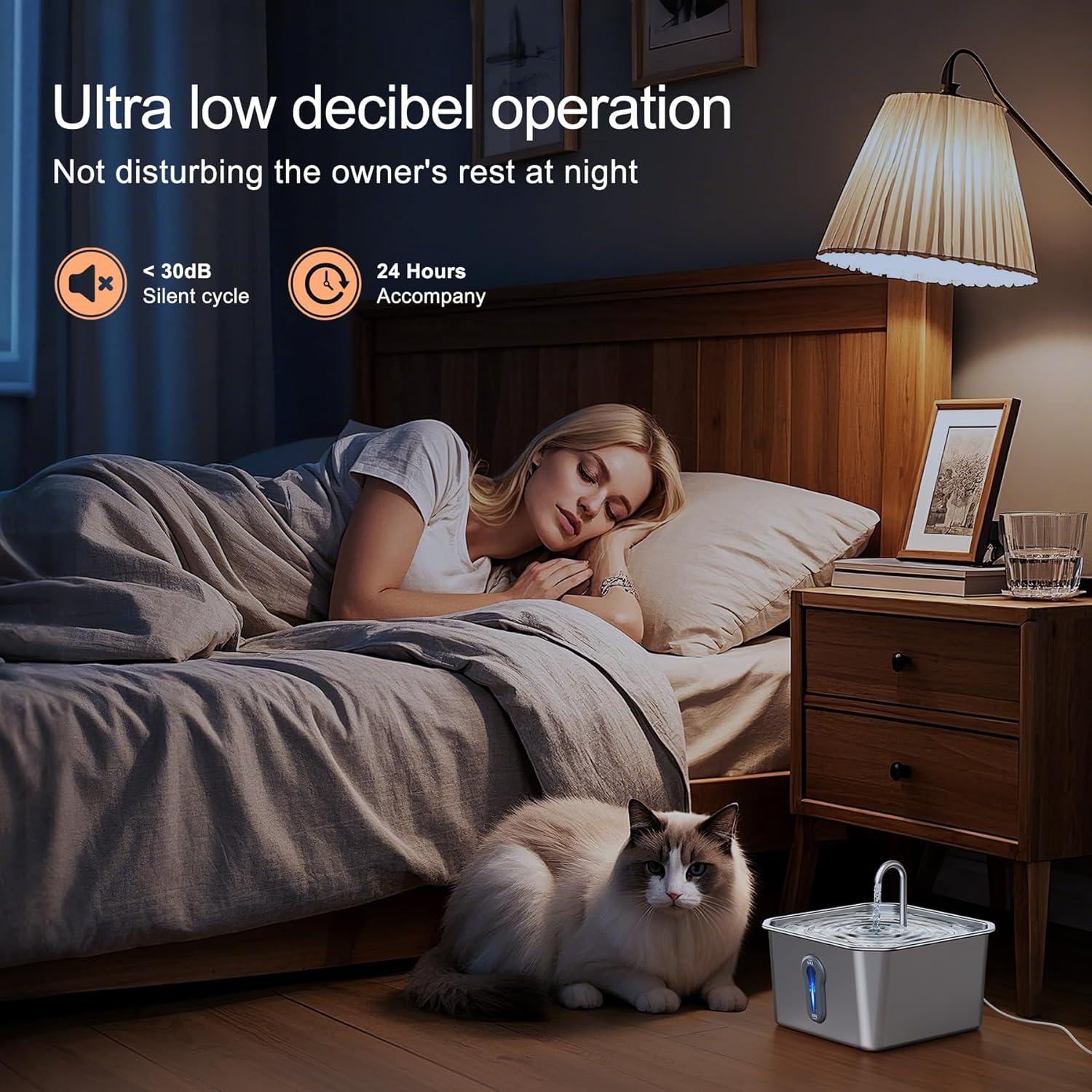 Fuente de Agua para Gatos Maitmt Acero Inoxidable 4L Silenciosa