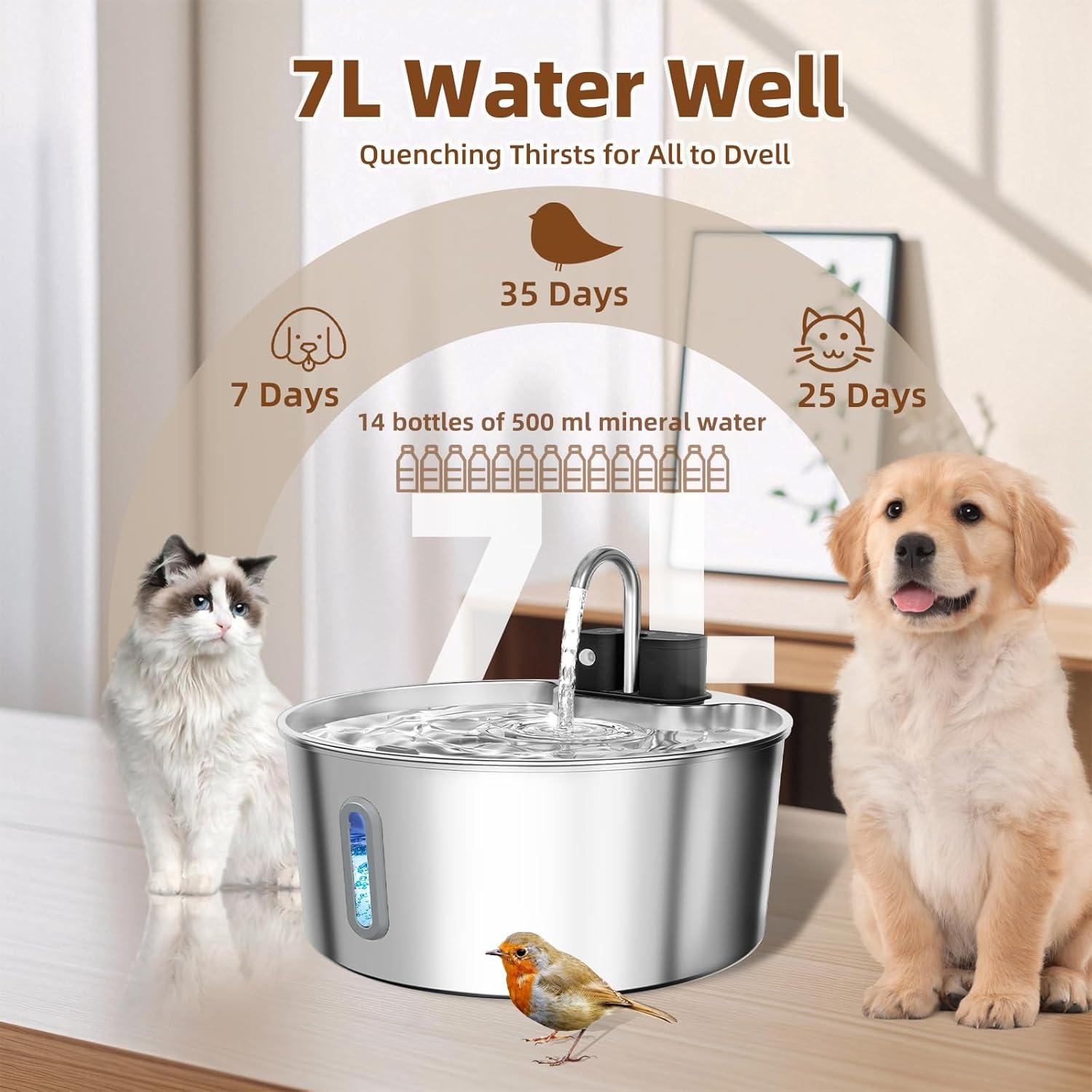 Fuente de Agua Automática para Perros CITIZILI 7L Acero Inoxidable