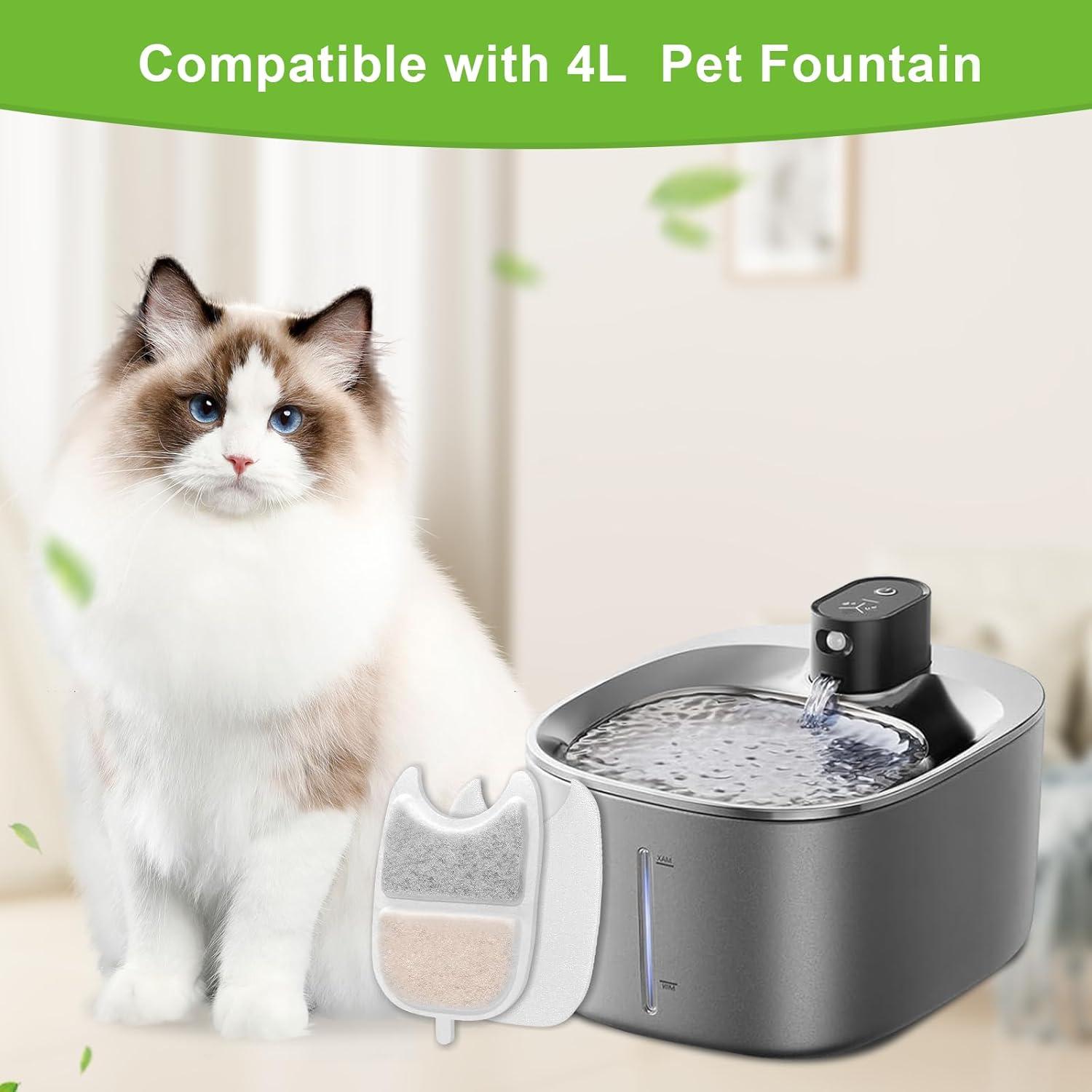 12 Filtros y Esponjas de Reemplazo Tettie para Fuente de Gato 4L