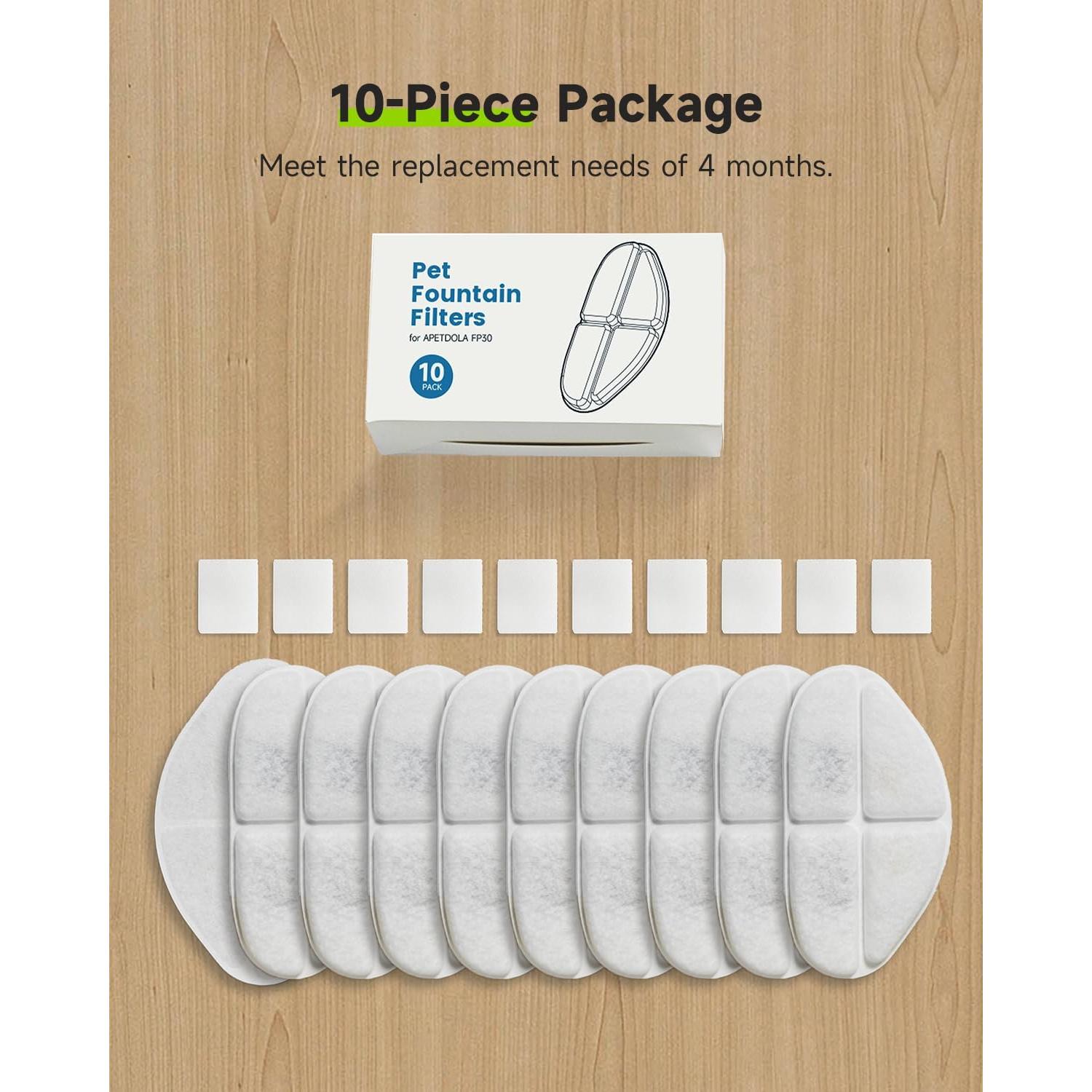 Filtros de Reemplazo APETDOLA para Fuente de Agua Inalámbrica 10 Unidades