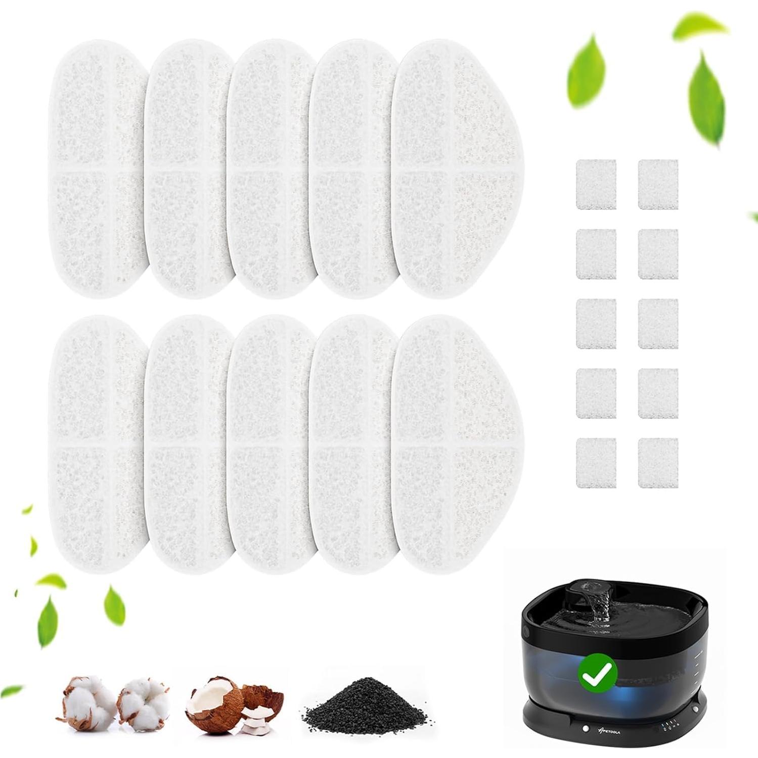 Filtros de Reemplazo APETDOLA para Fuente de Agua Inalámbrica 10 Unidades