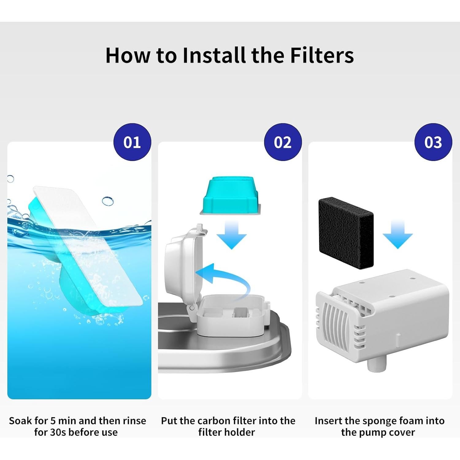 Filtros y Esponjas para Fuente de Agua para Gatos Lawfery 6 Pzs