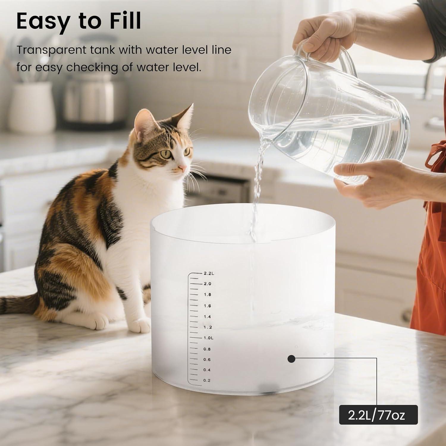 Fuente de Agua Inalámbrica para Gatos Dexmary 2.2L Batería 4000mAh