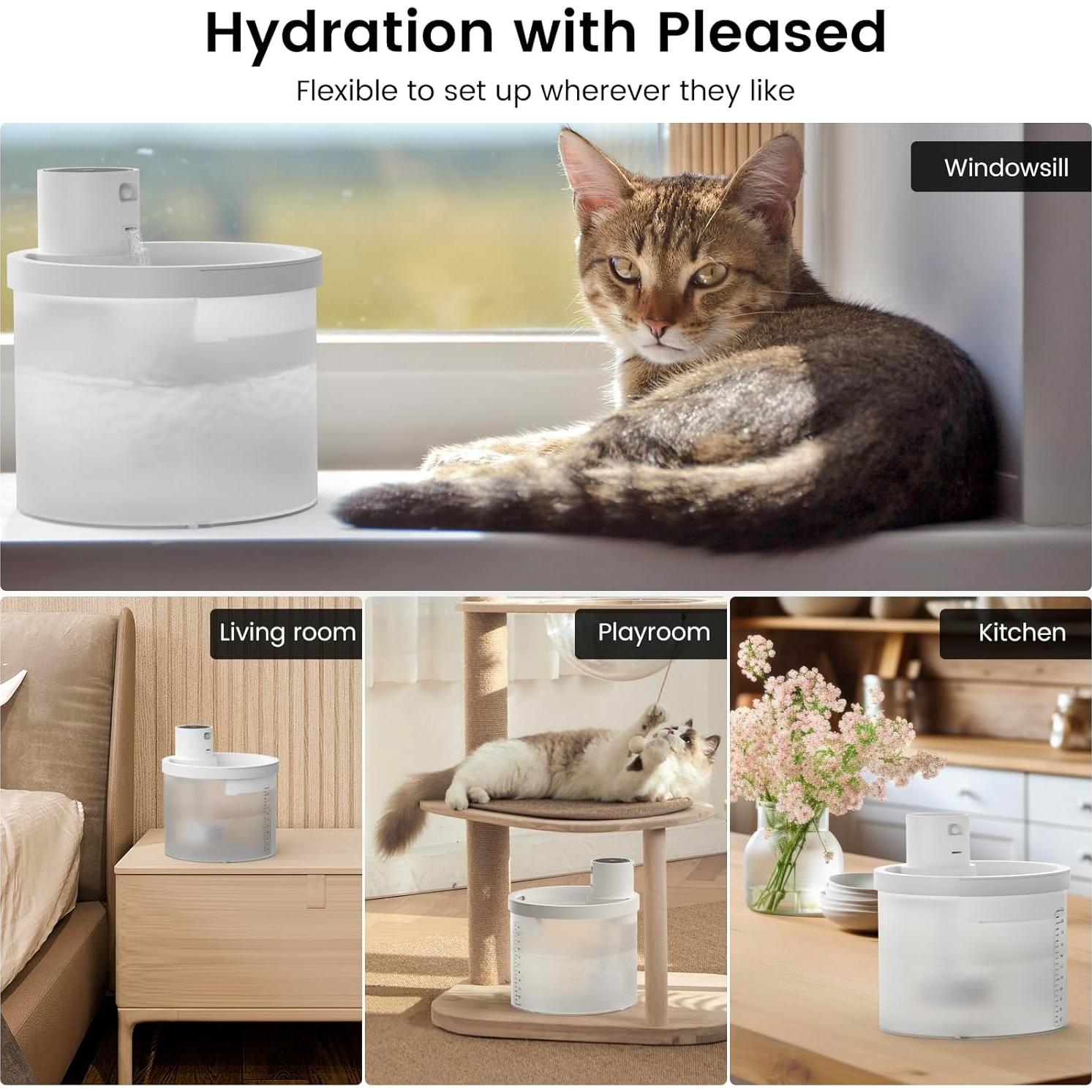 Fuente de Agua Inalámbrica para Gatos Dexmary 2.2L Batería 4000mAh