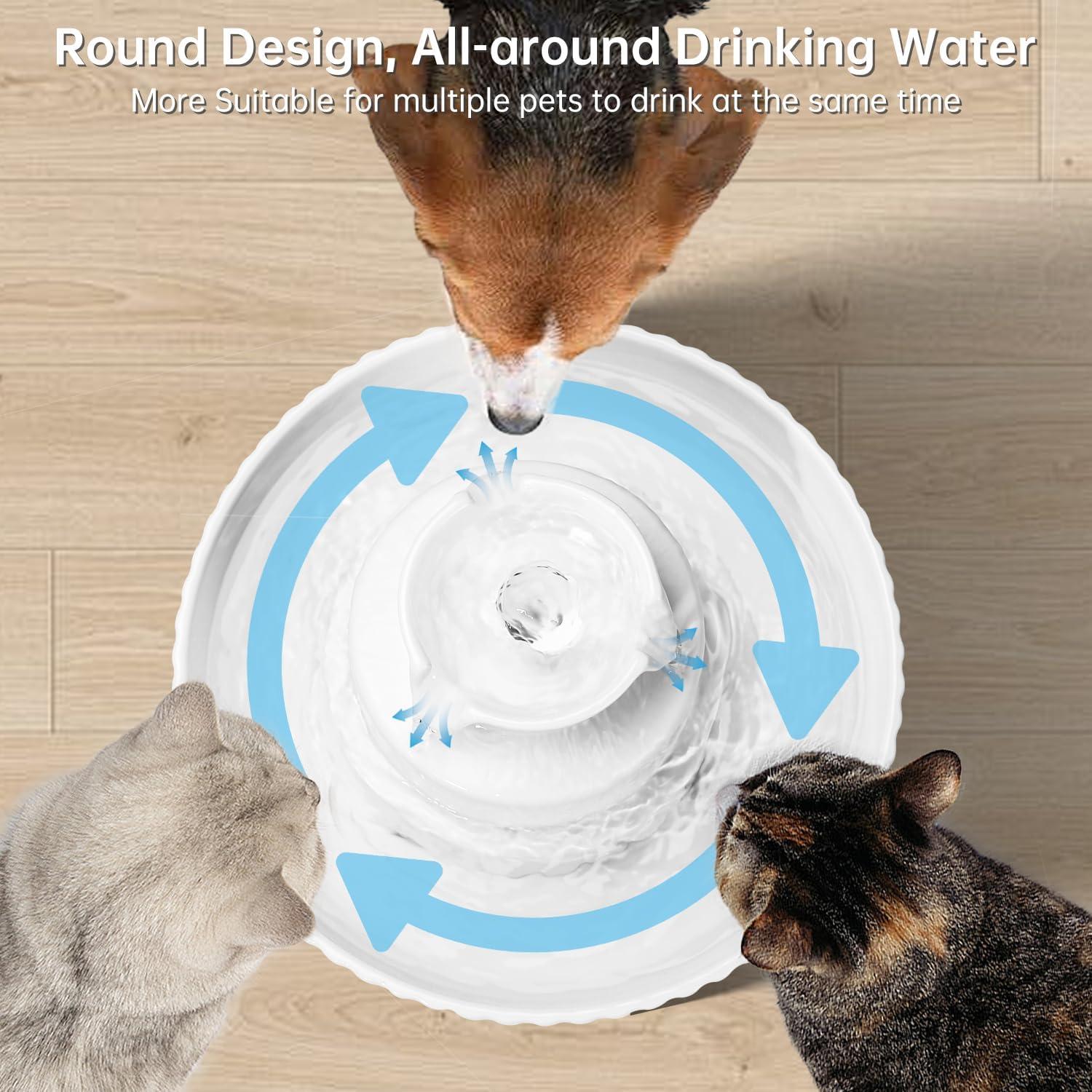 Fuente de Agua Automática Cerámica SgurFin 2.1L para Gatos y Perros