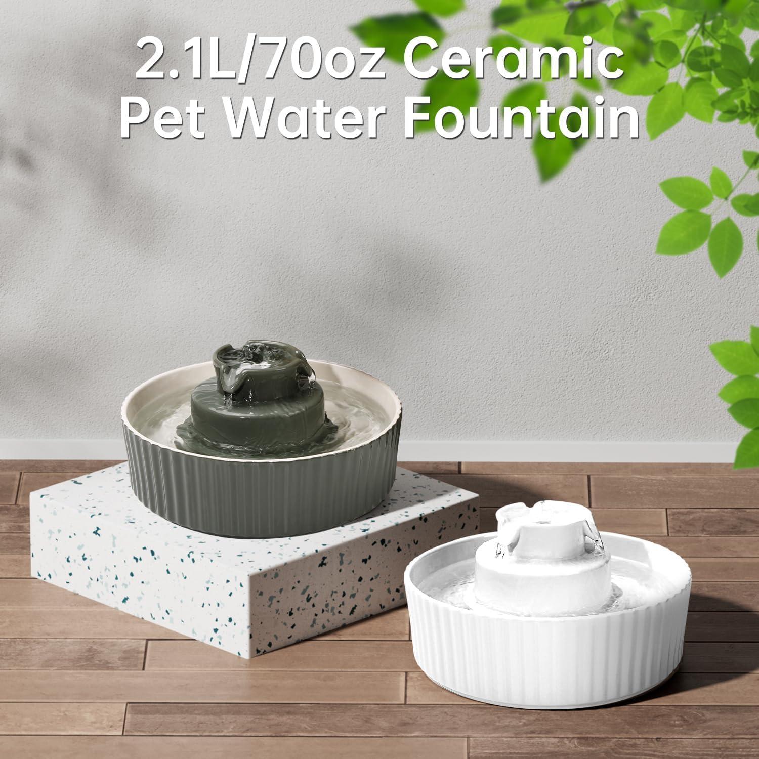Fuente de Agua Automática Cerámica SgurFin 2.1L para Gatos y Perros