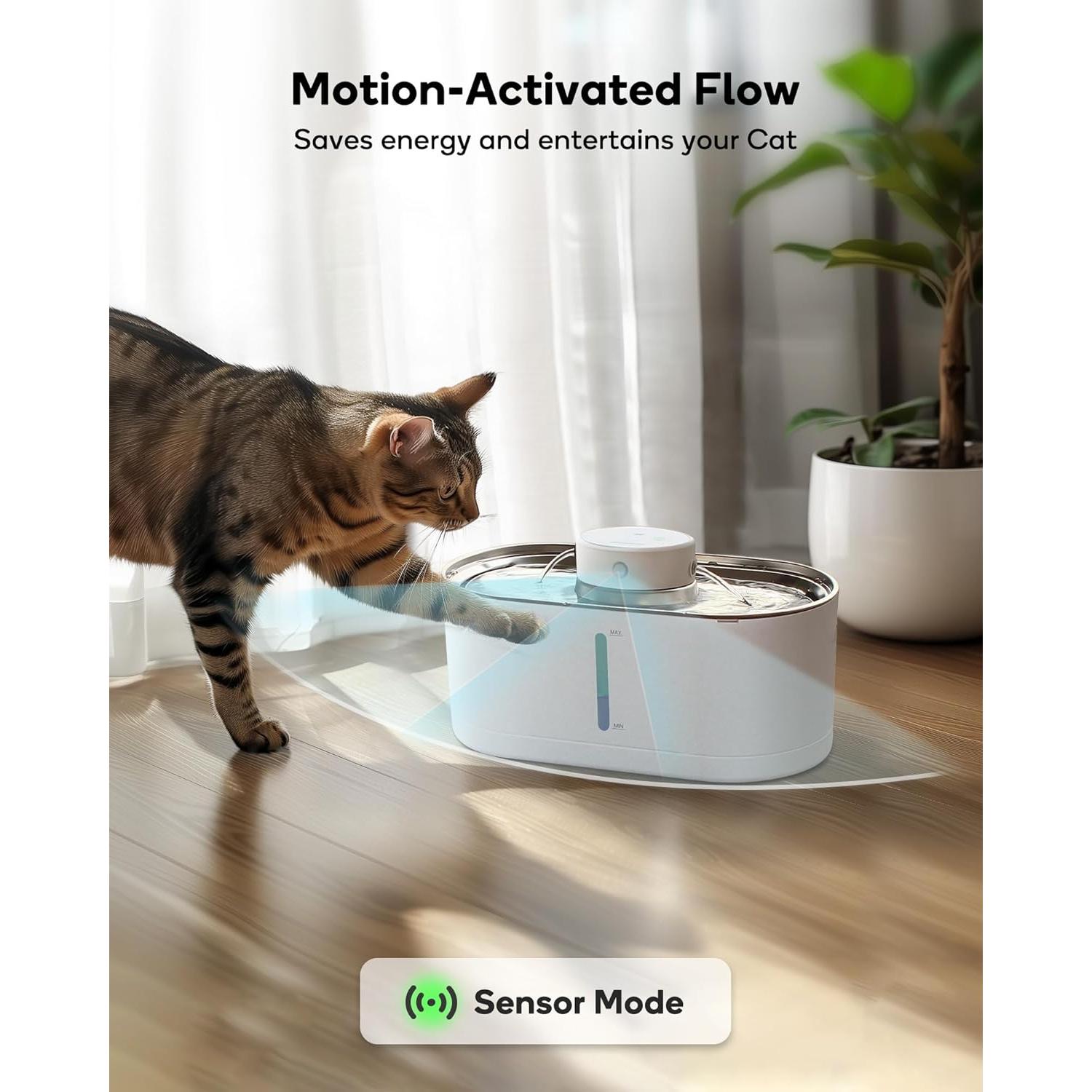 Fuente de Agua Inalámbrica para Gatos CENGCEN 3.2L Acero Inoxidable