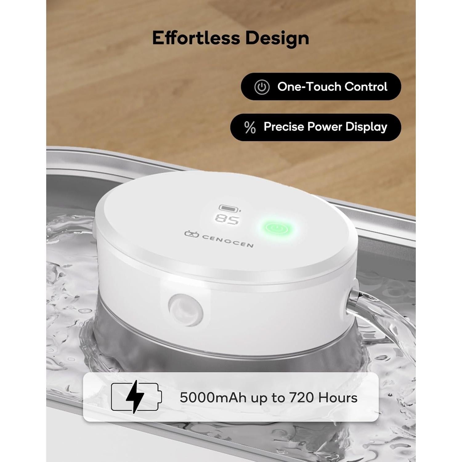 Fuente de Agua Inalámbrica para Gatos CENGCEN 3.2L Acero Inoxidable