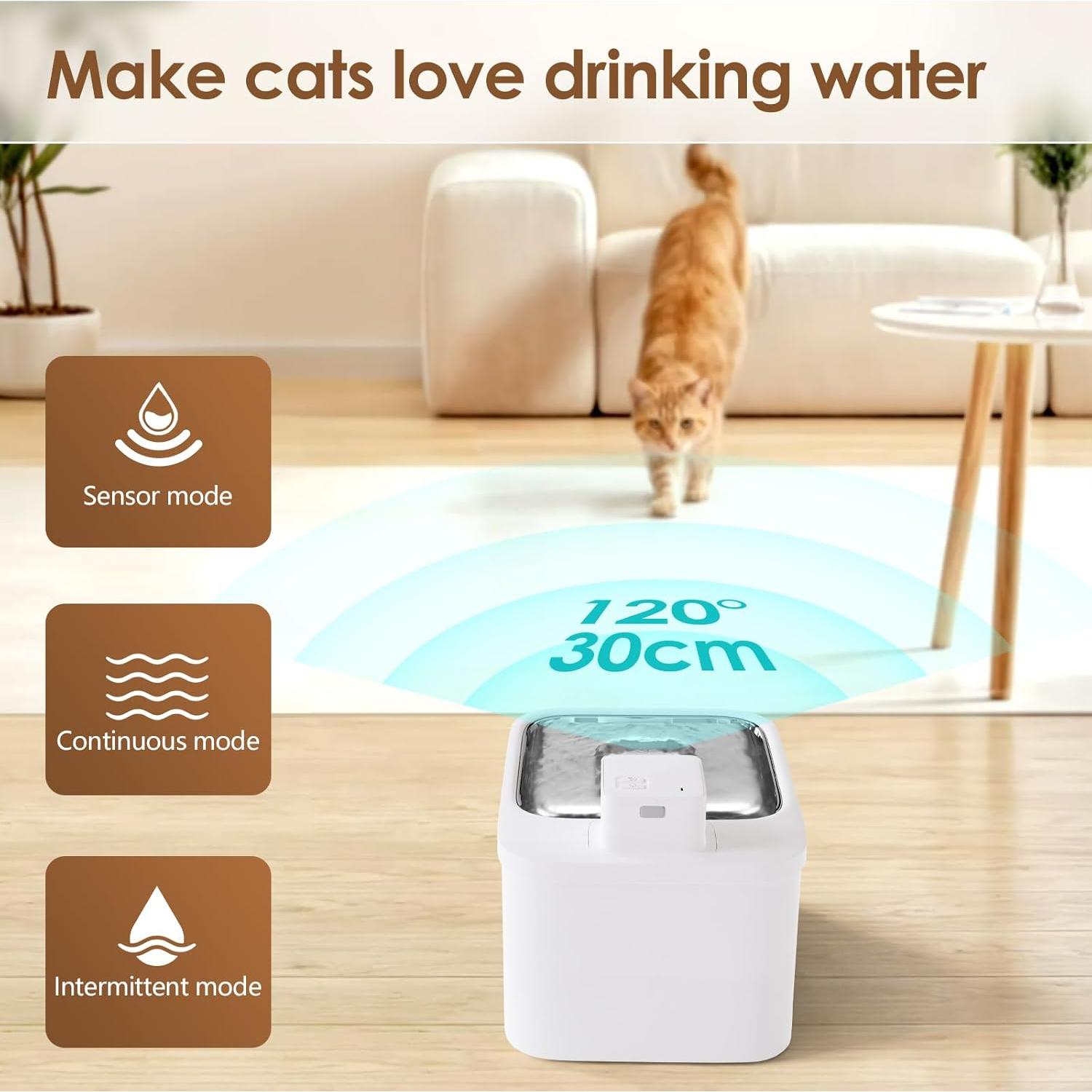 Fuente de Agua para Gatos Crazydeer 4L Inoxidable Automática