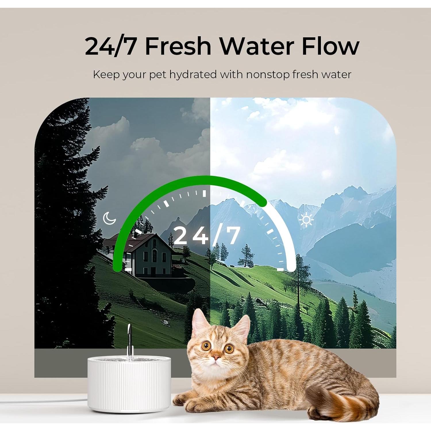 Fuente de Agua Cerámica Voluas 2.2L para Gatos con Filtro