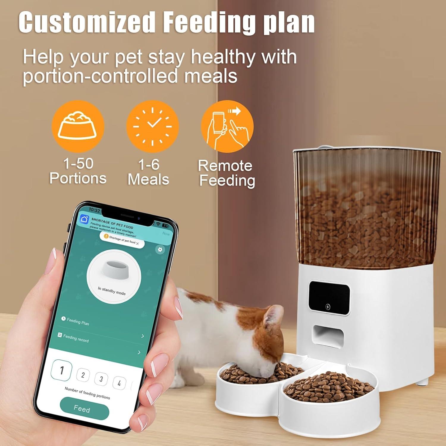 Comedero Inteligente para Mascotas Goodliest 5L Doble Cuencos WiFi