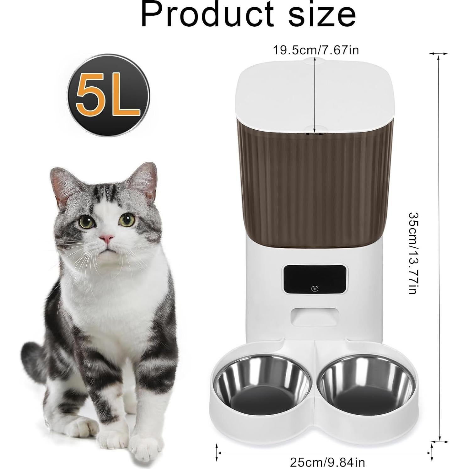 Comedero Inteligente para Mascotas Goodliest 5L Doble Cuencos WiFi