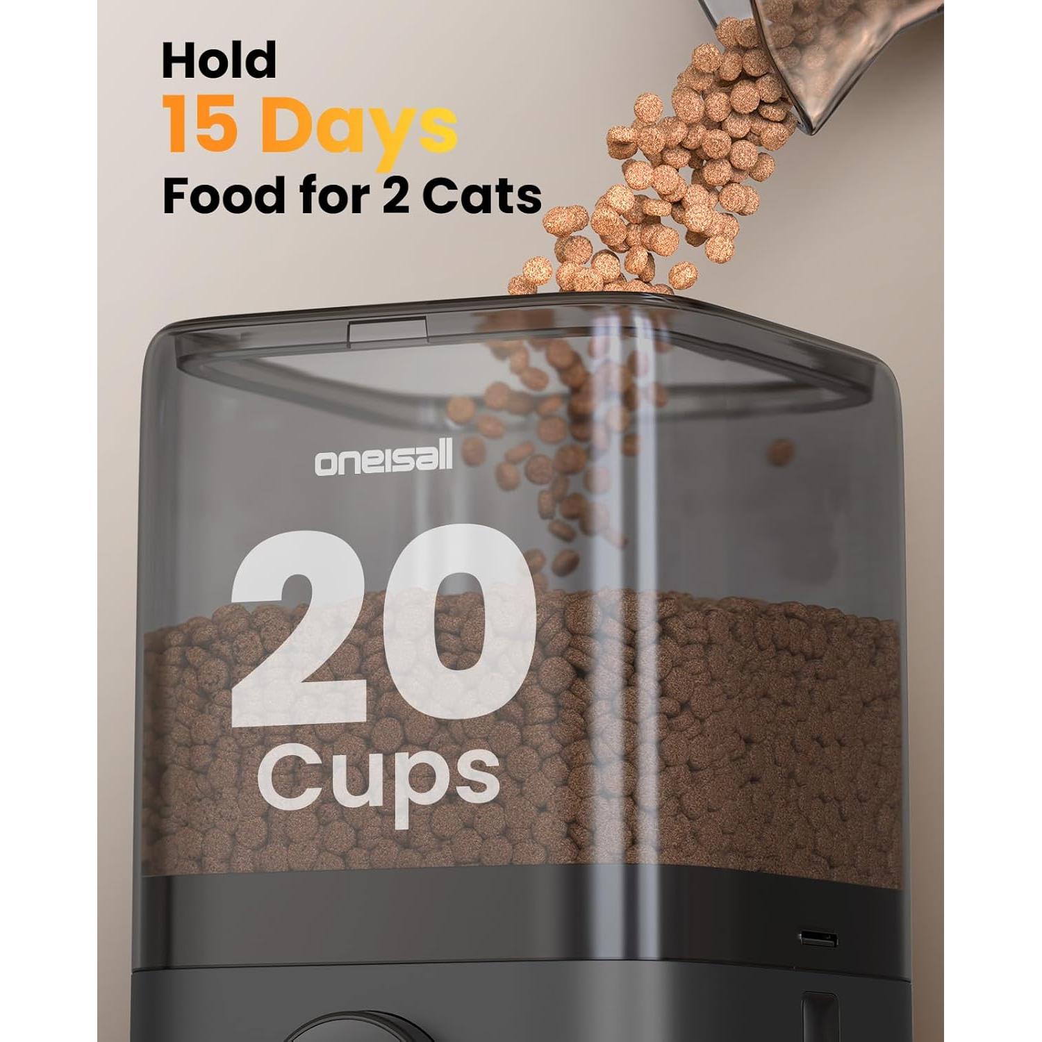 Comedero Automático para Gatos Oneisall WiFi 5L 100 Días