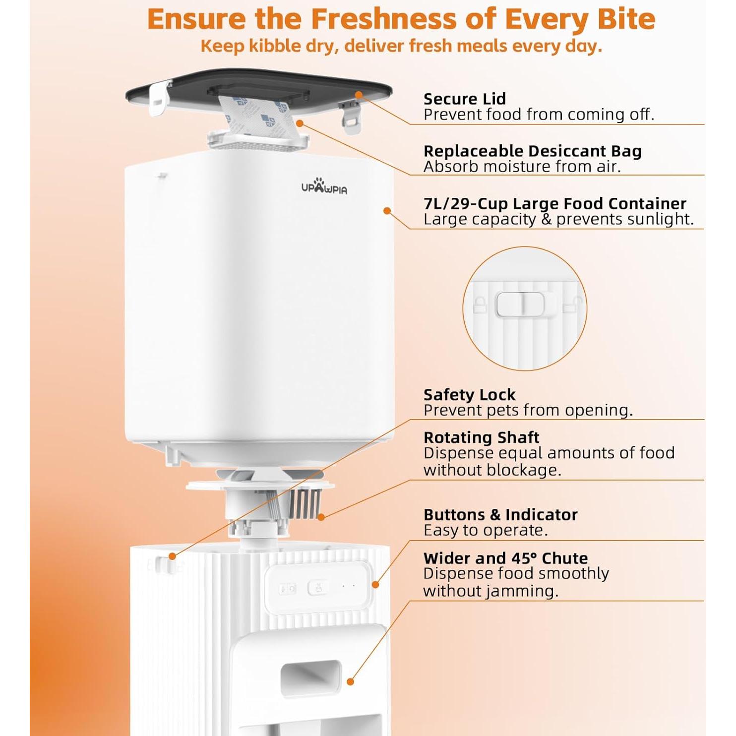 Comedero Automático UPAWPIA 7L para Gatos y Perros WiFi