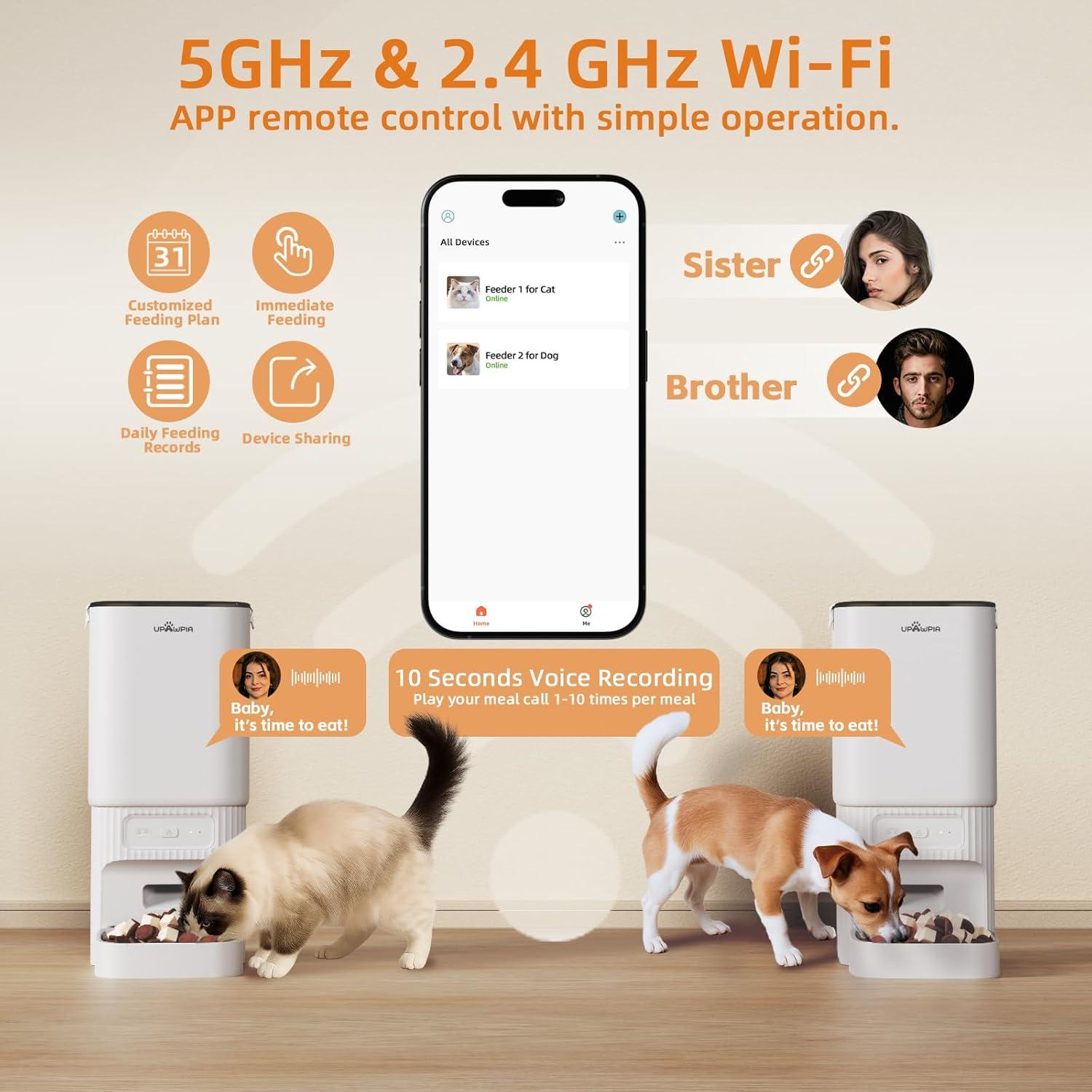 Comedero Automático UPAWPIA 7L para Gatos y Perros WiFi