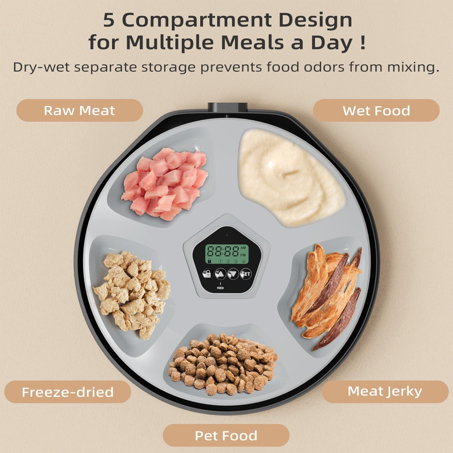 Dispensador Automático de Comida ITSCUTE para Mascotas 5 Comidas