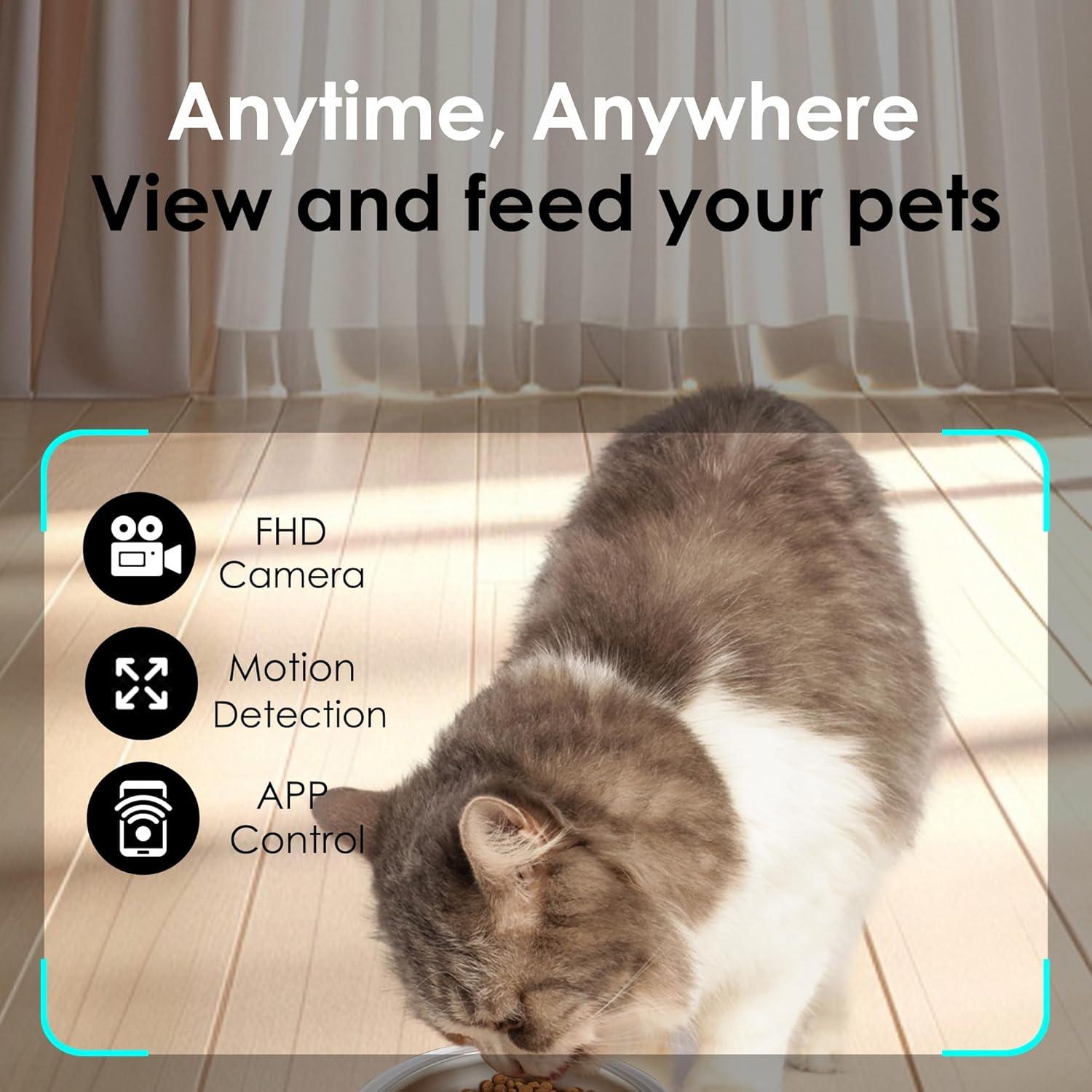 Comedero Automático para Perros Yiwu 5L Doble Bowl con Cámara