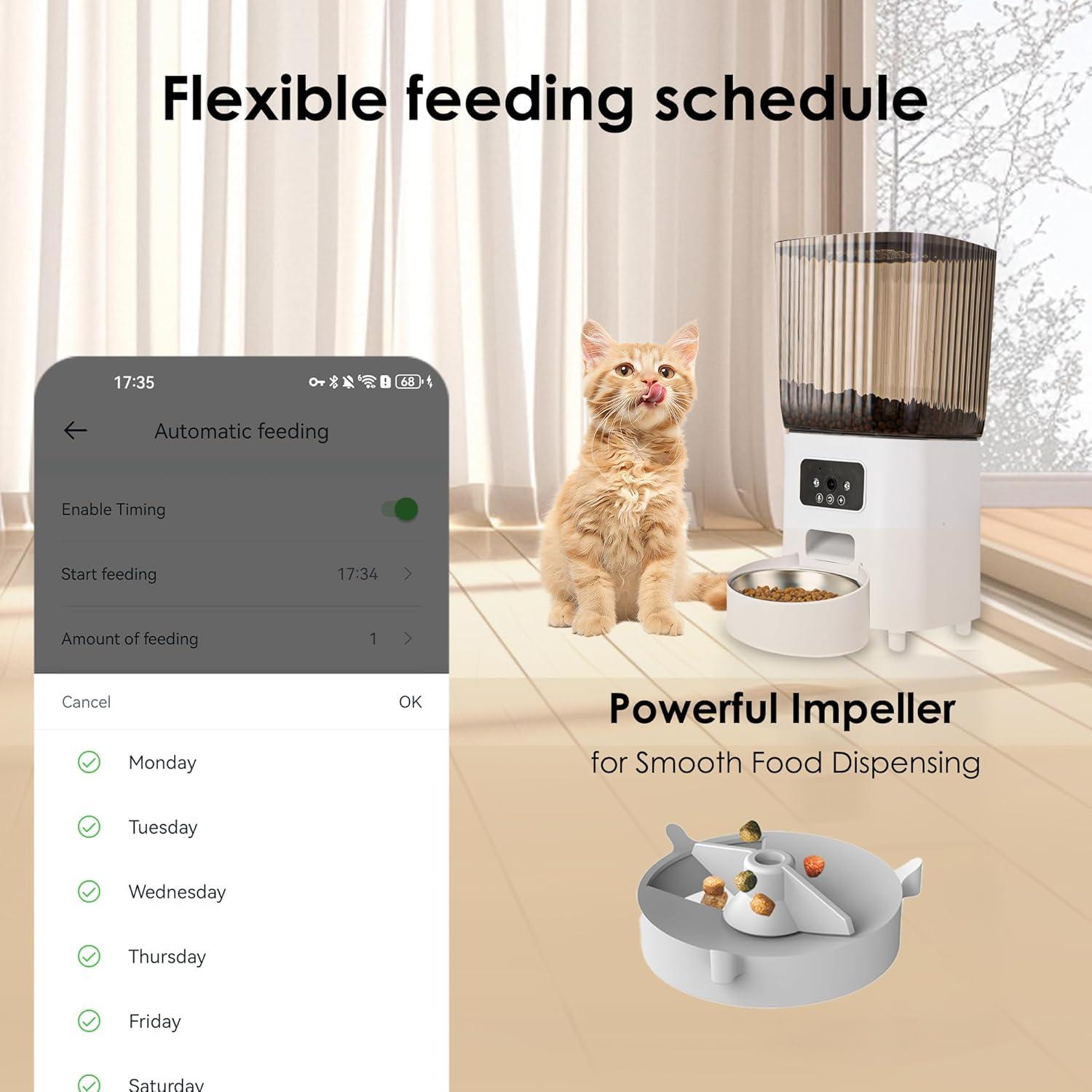 Comedero Automático para Perros Yiwu 5L Doble Bowl con Cámara