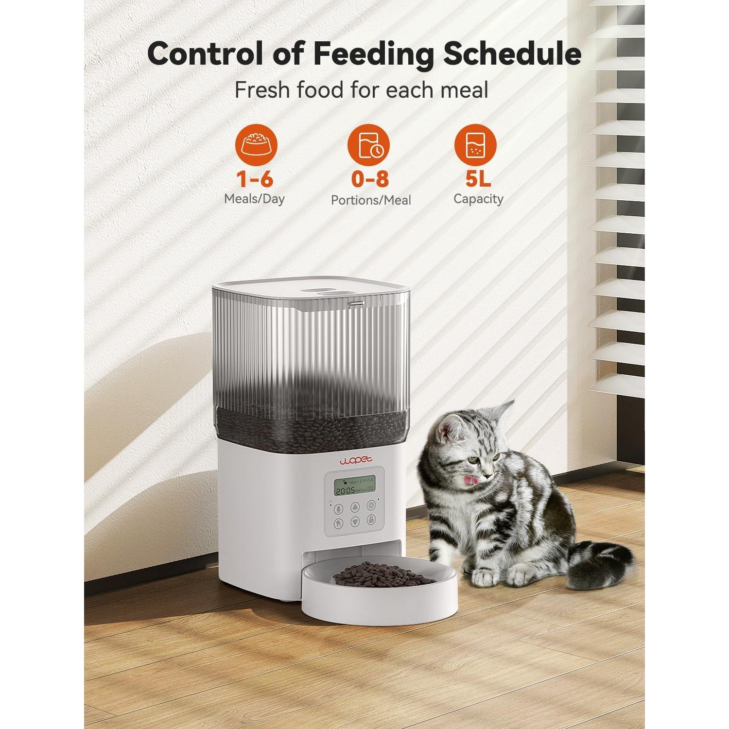 Comedero Automático WOPET 4L para Gatos y Perros - Programable