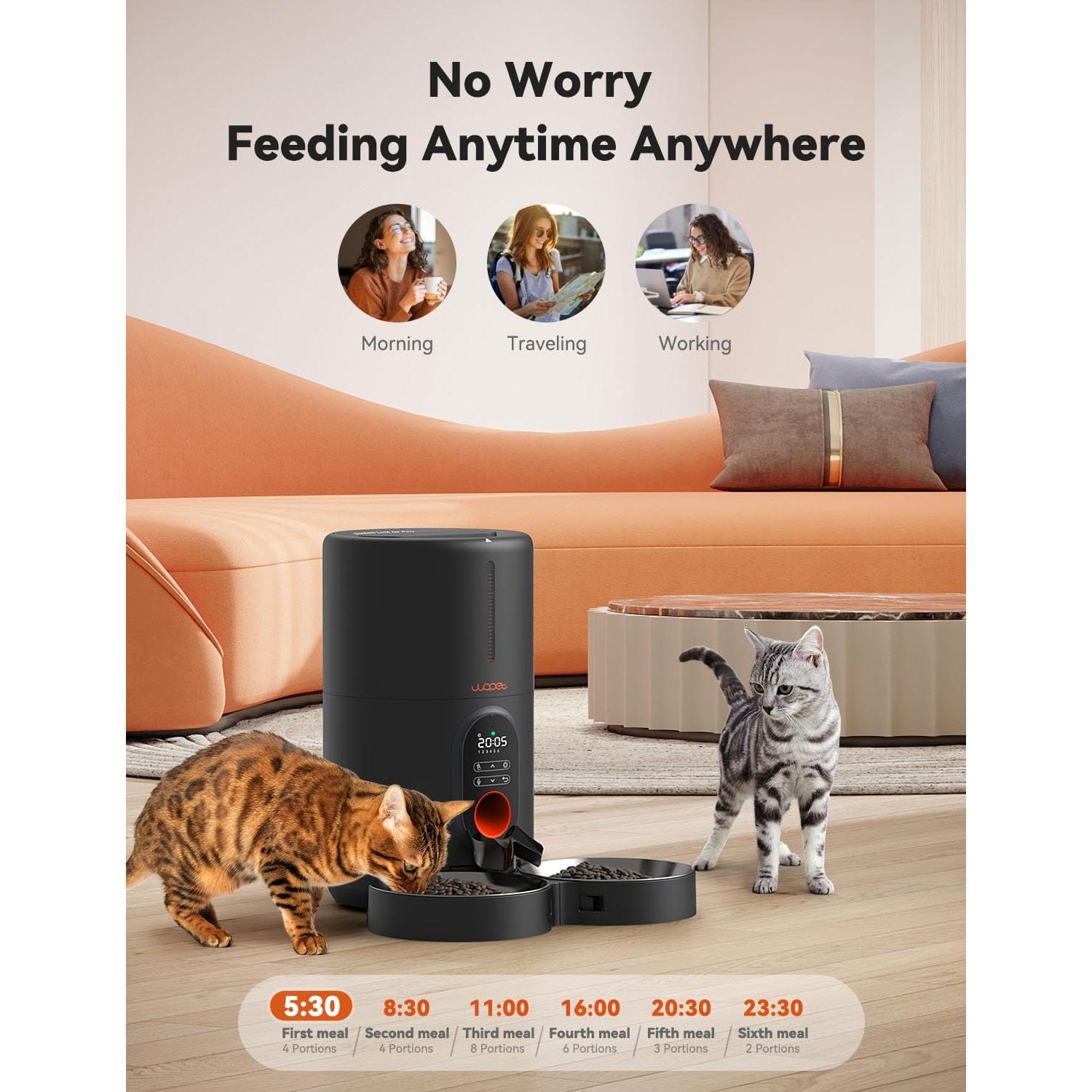 Comedero Automático WOPET para 2 Gatos - Programable 4L