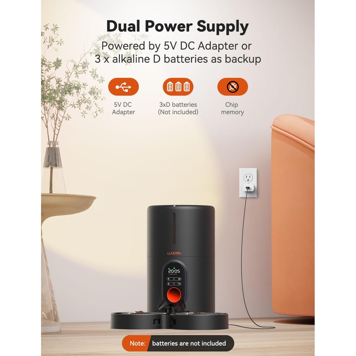 Comedero Automático WOPET para 2 Gatos - Programable 4L