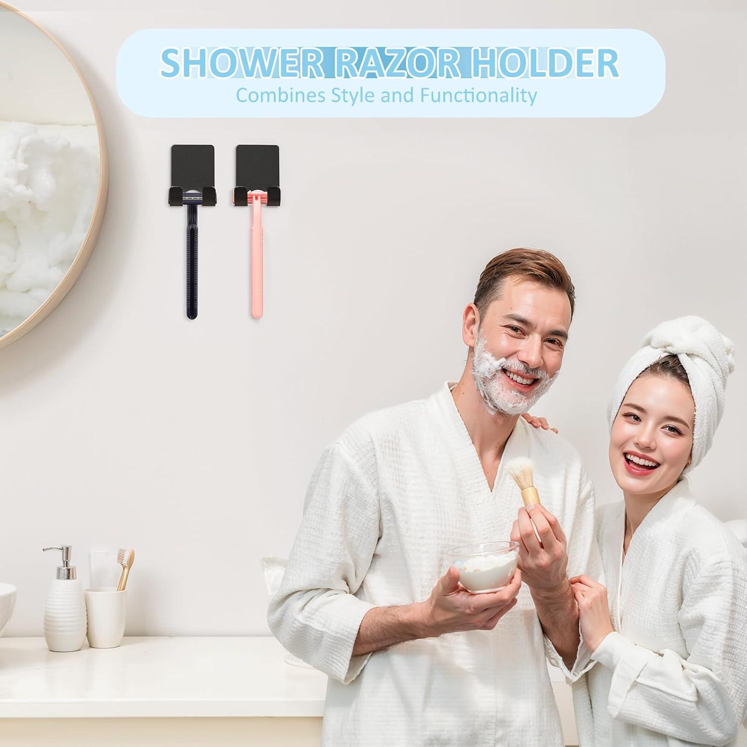 Soporte de Afeitar de Pared VIS'V, 2 Ganchos Adhesivos Negro