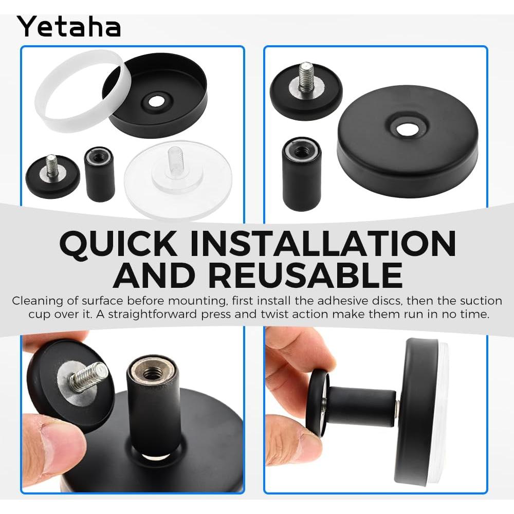 Ganchos de Ventosa Yetaha 2 Pcs Acero Inoxidable Negro