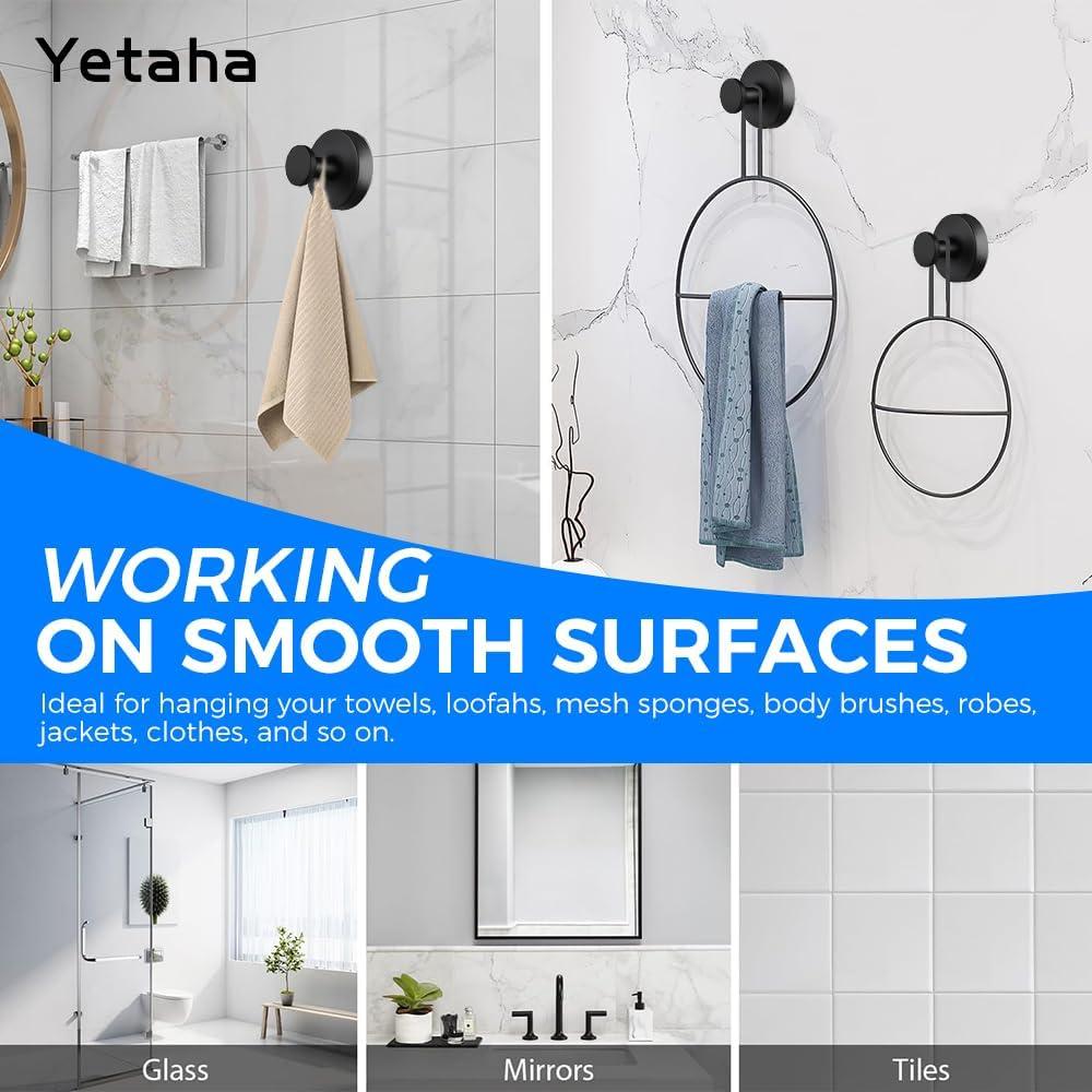 Ganchos de Ventosa Yetaha 2 Pcs Acero Inoxidable Negro