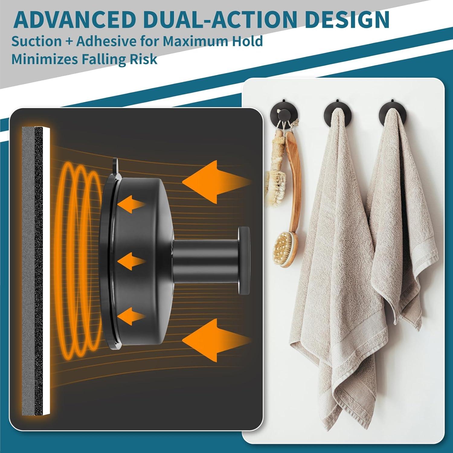 Ganchos de Ventosa para Toallas Bonsphy - 2 Piezas Negro Mate