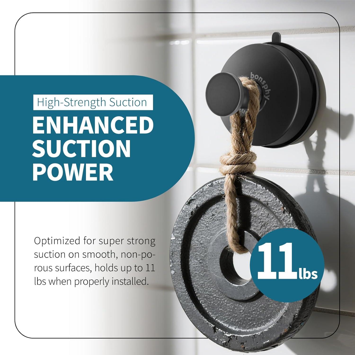 Ganchos de Ventosa para Toallas Bonsphy - 2 Piezas Negro Mate