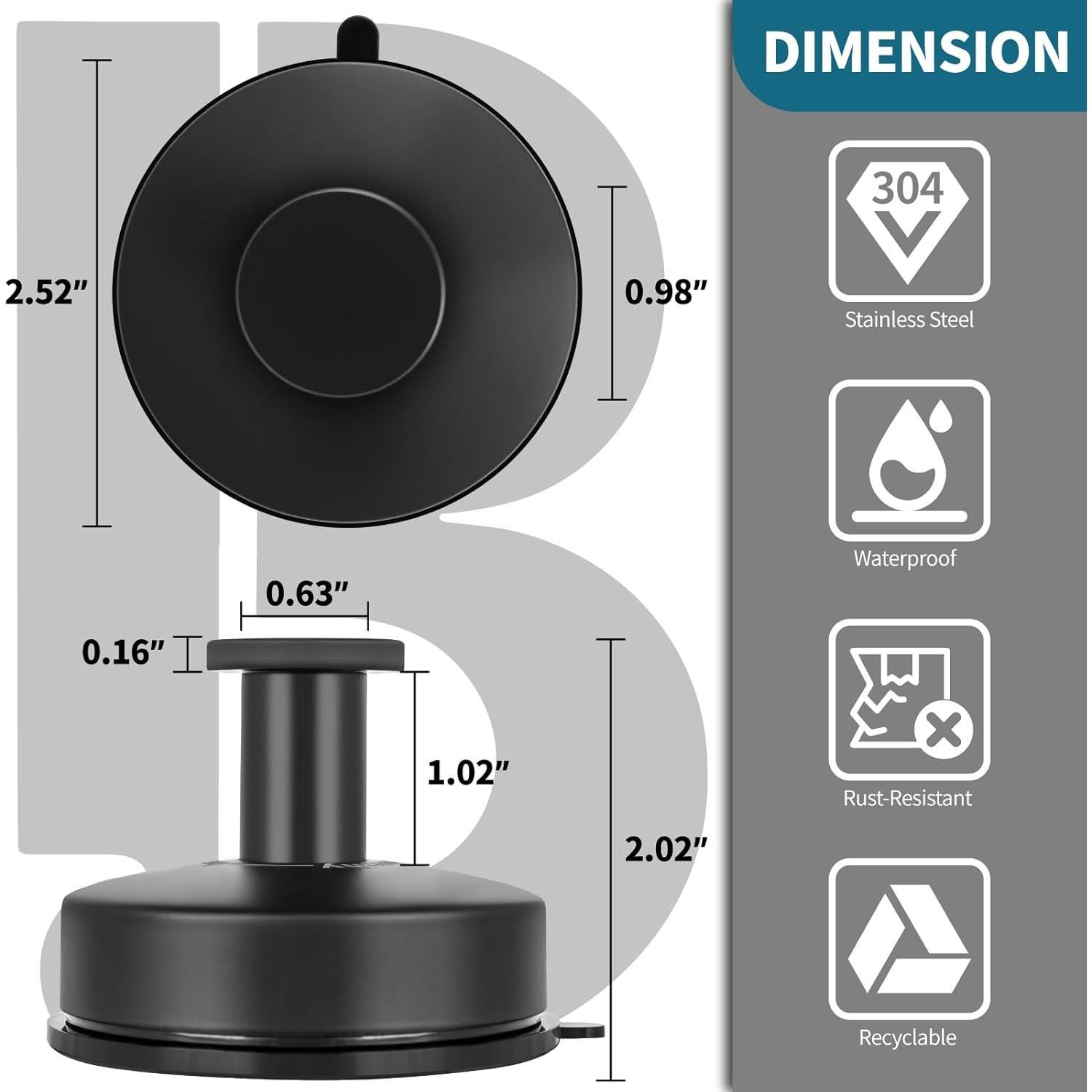 Ganchos de Ventosa para Toallas Bonsphy - 2 Piezas Negro Mate