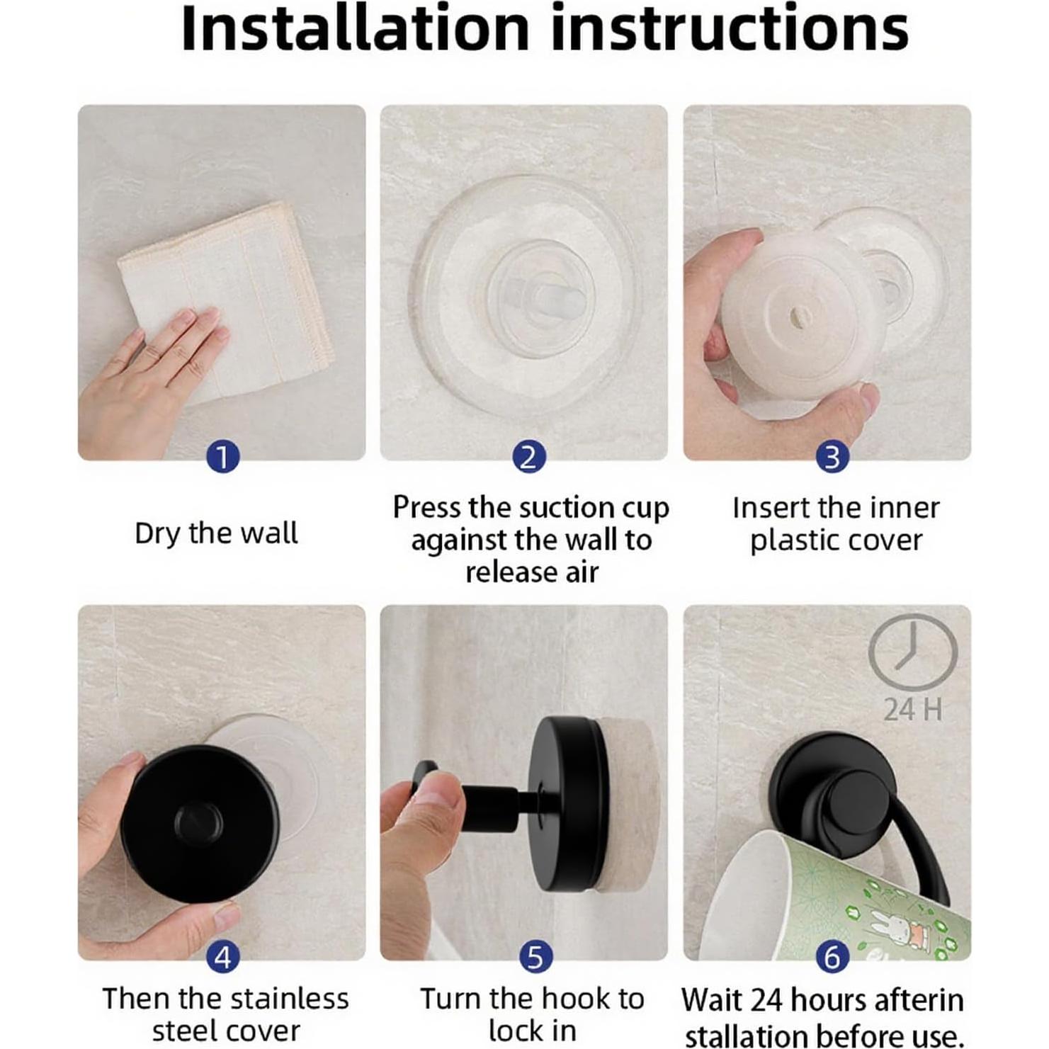 Ganchos de Ventosa AuraHaven 2 Unidades Negro Mate 5 kg