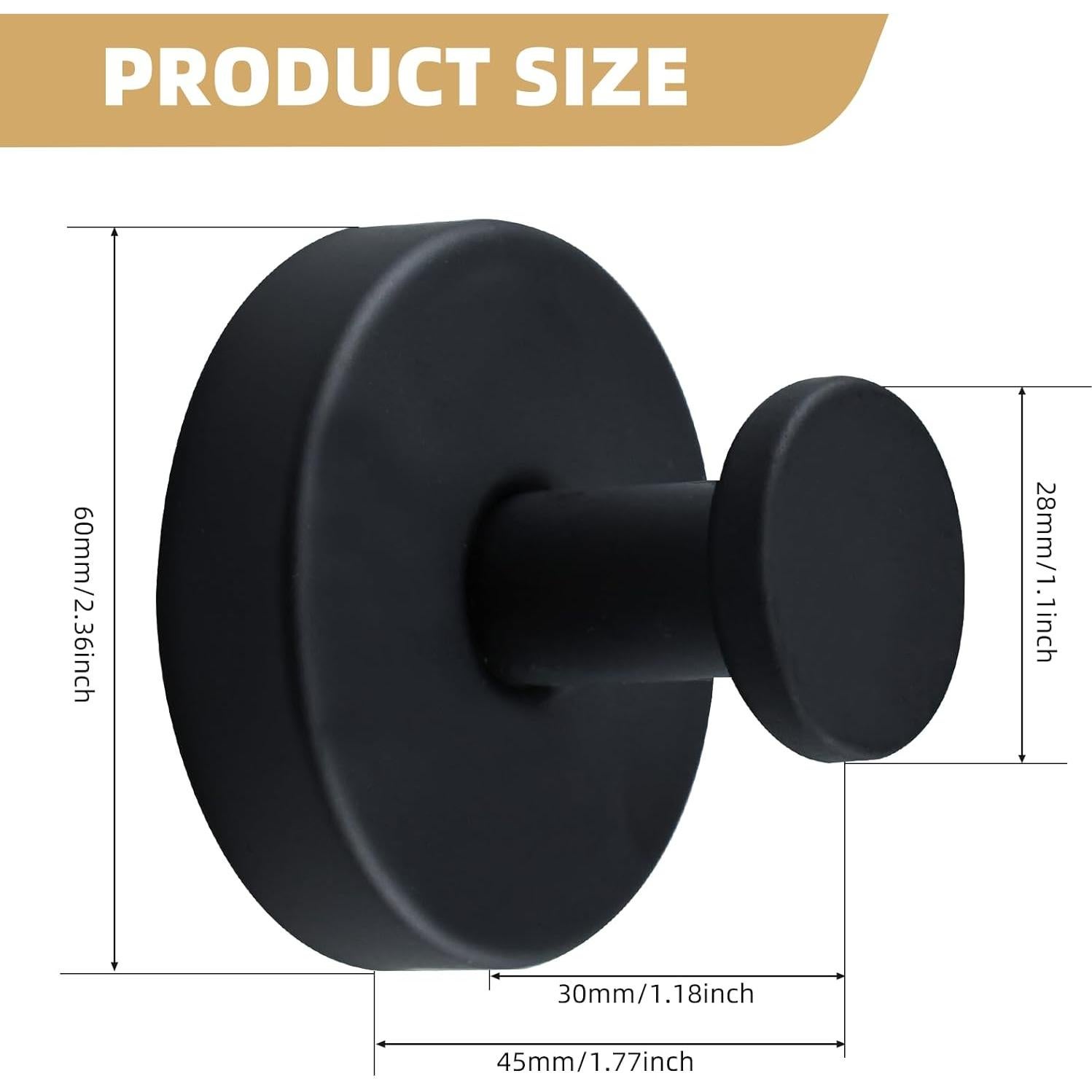 Ganchos de Ventosa AuraHaven 2 Unidades Negro Mate 5 kg