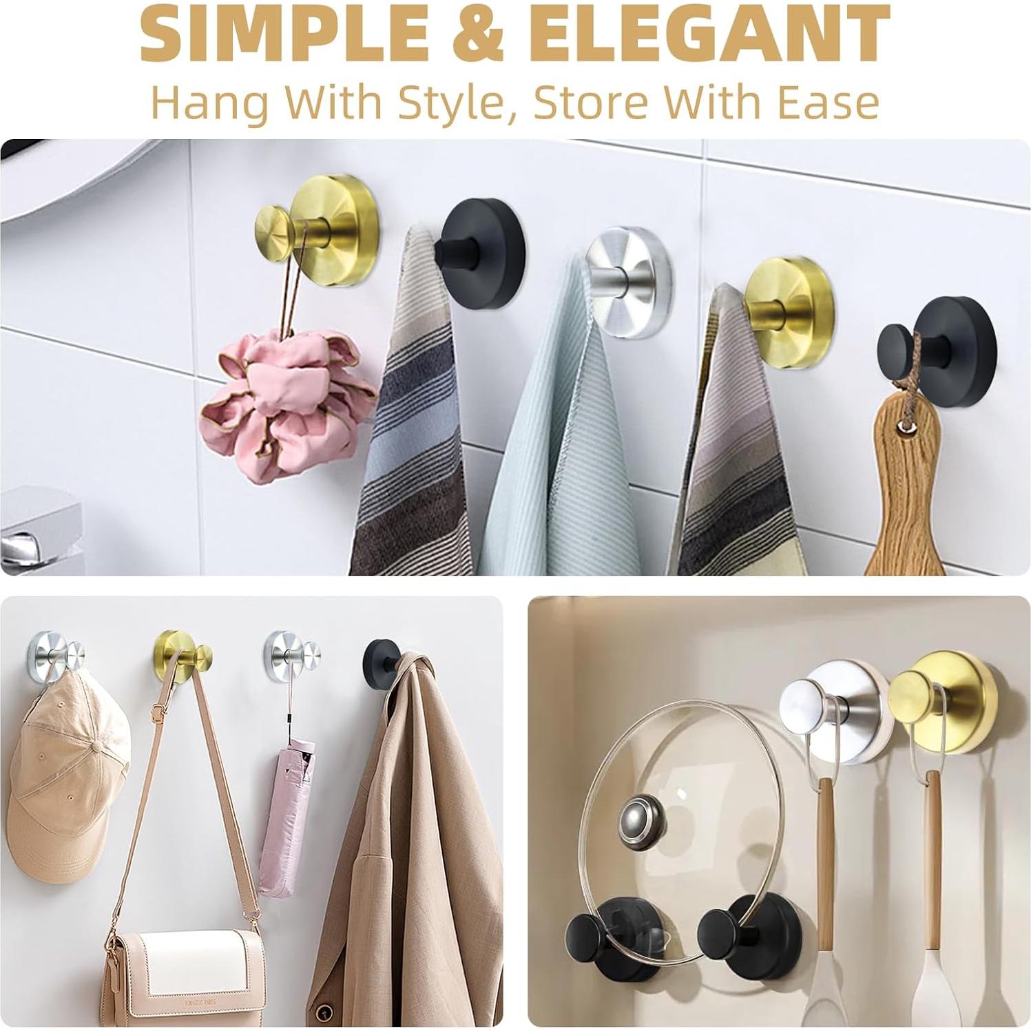 Ganchos de Ventosa AuraHaven 2 Unidades Negro Mate 5 kg