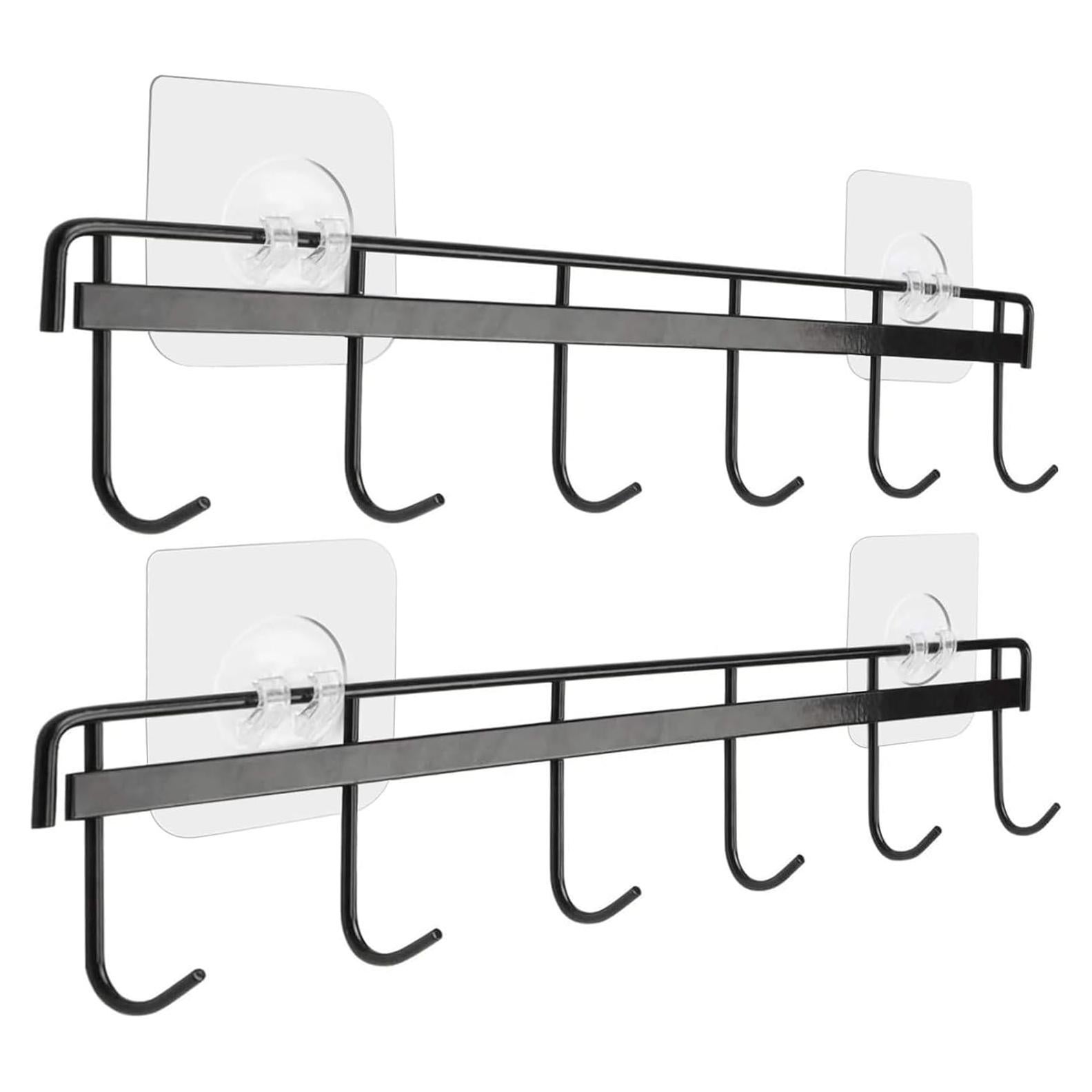 Soporte de Ganchos Adhesivos YiZhi para Pared - 2 Piezas, Negro