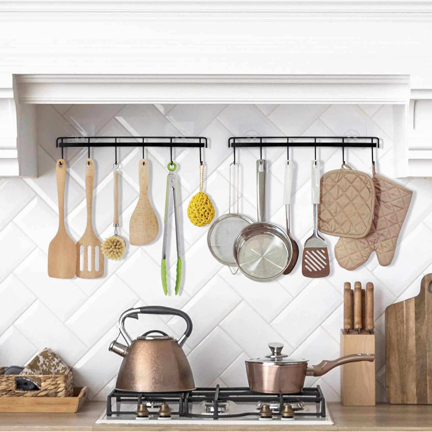 Soporte de Ganchos Adhesivos YiZhi para Pared - 2 Piezas, Negro