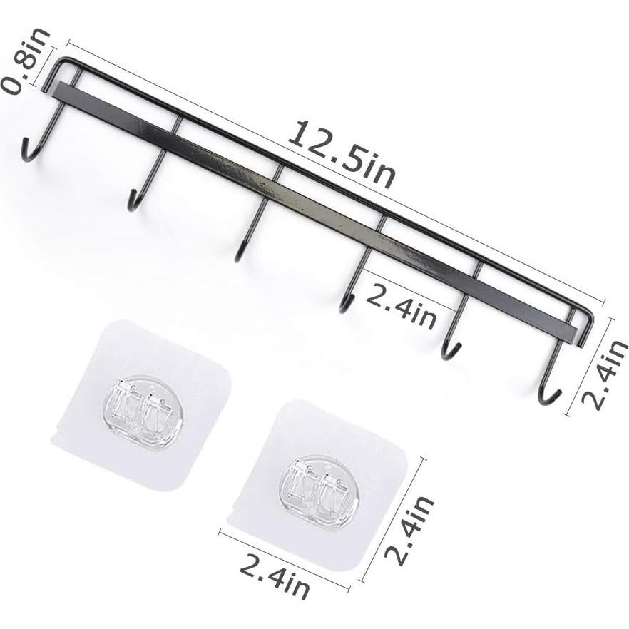 Soporte de Ganchos Adhesivos YiZhi para Pared - 2 Piezas, Negro