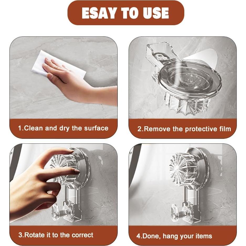 Paquete de 2 Ganchos de Ventosa MrAthlet 10.41x6.9cm 22kg