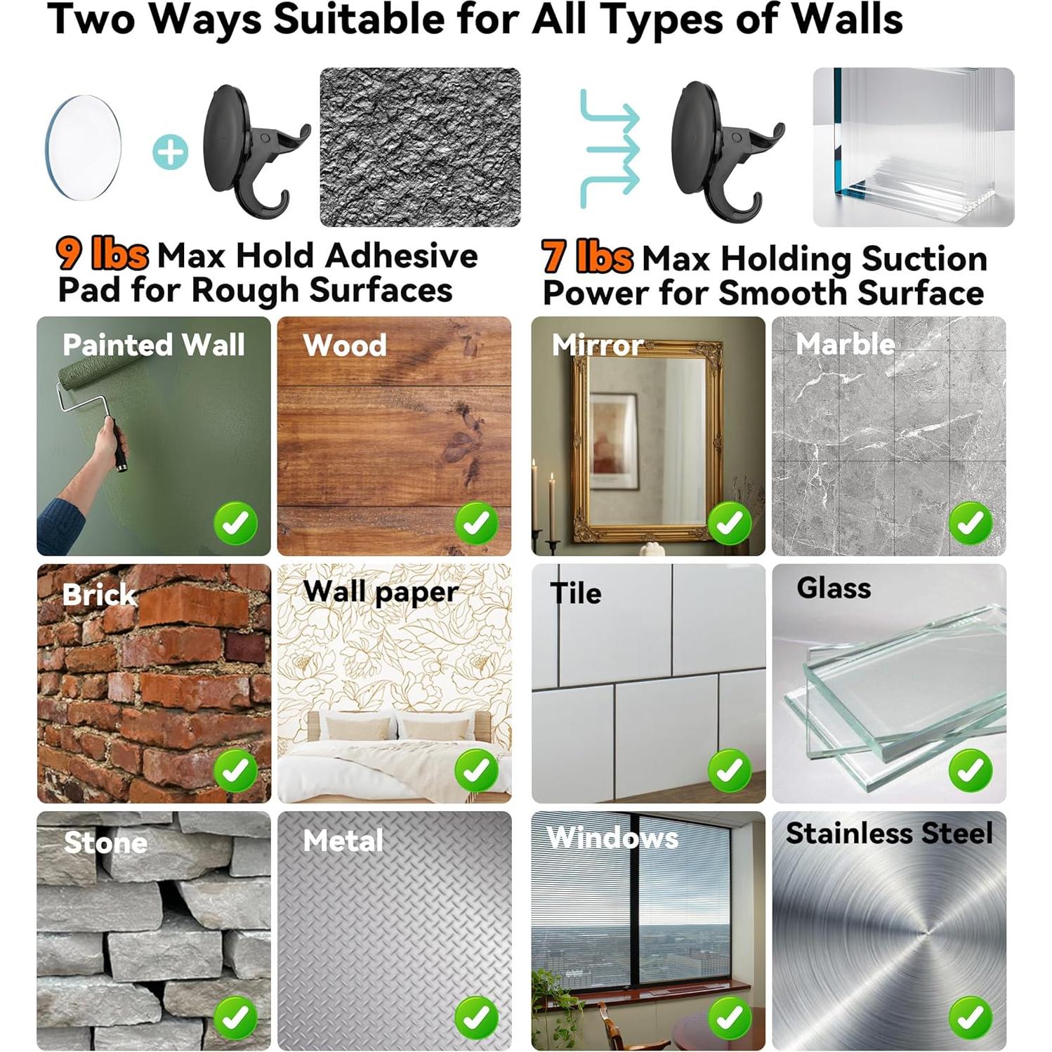 Ganchos de Pared Audend, 5 Piezas, Soporte de Ventosa 4.1 kg