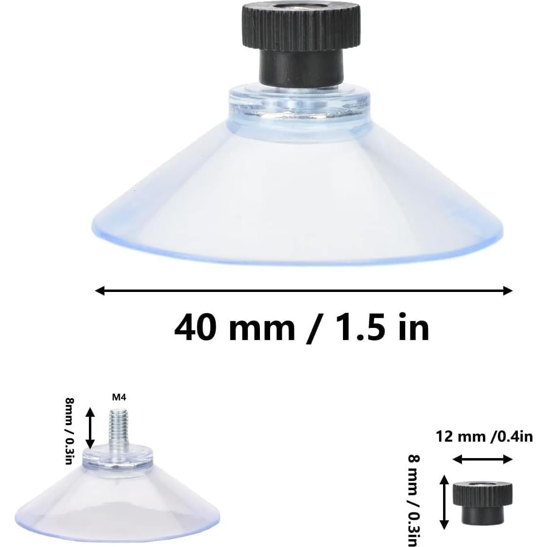 Ventosas de 40 mm AccEncyc con Tornillos - 12 Pcs Negras