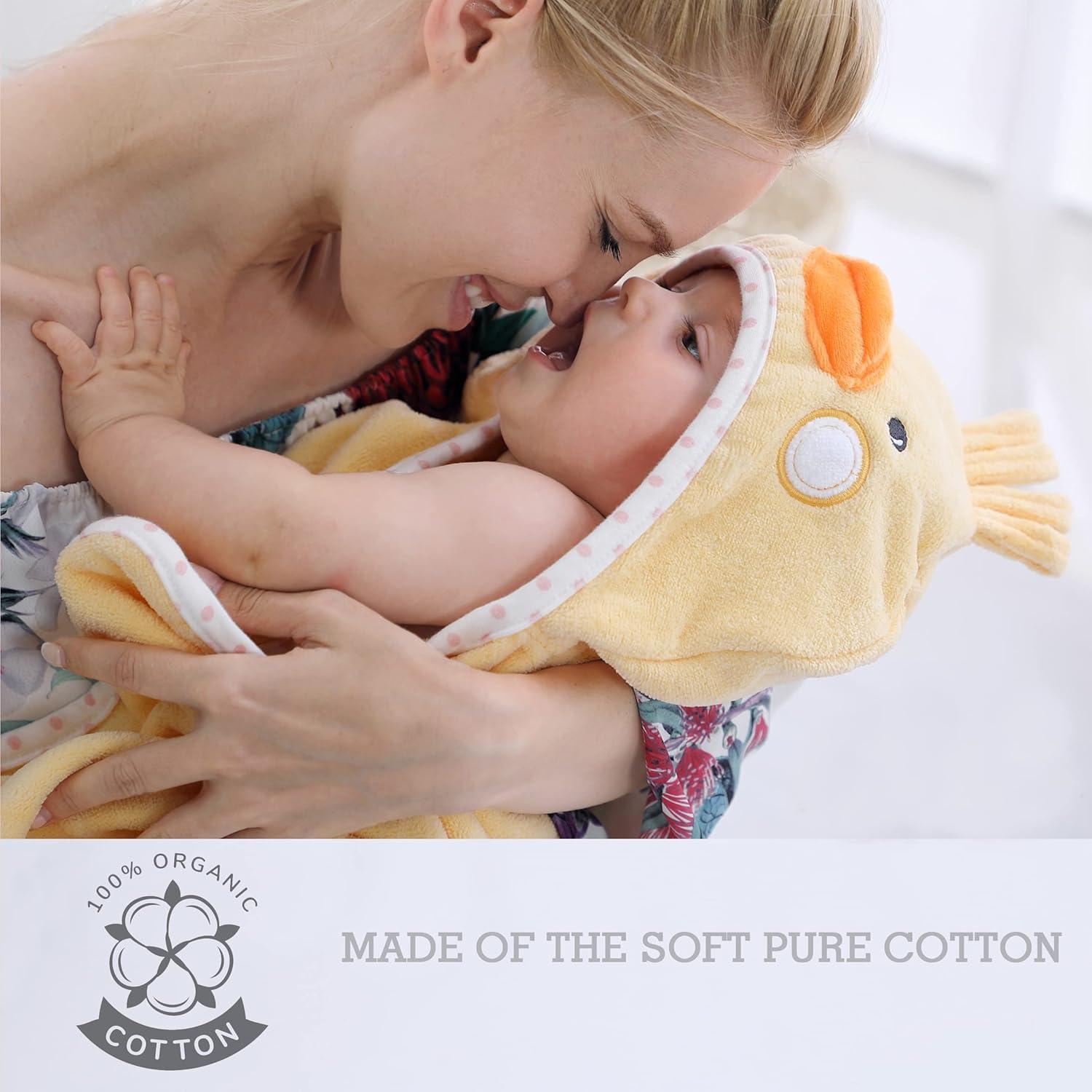 Toalla con Capucha TBEZY para Bebé Algodón Pollito 0-12 Meses