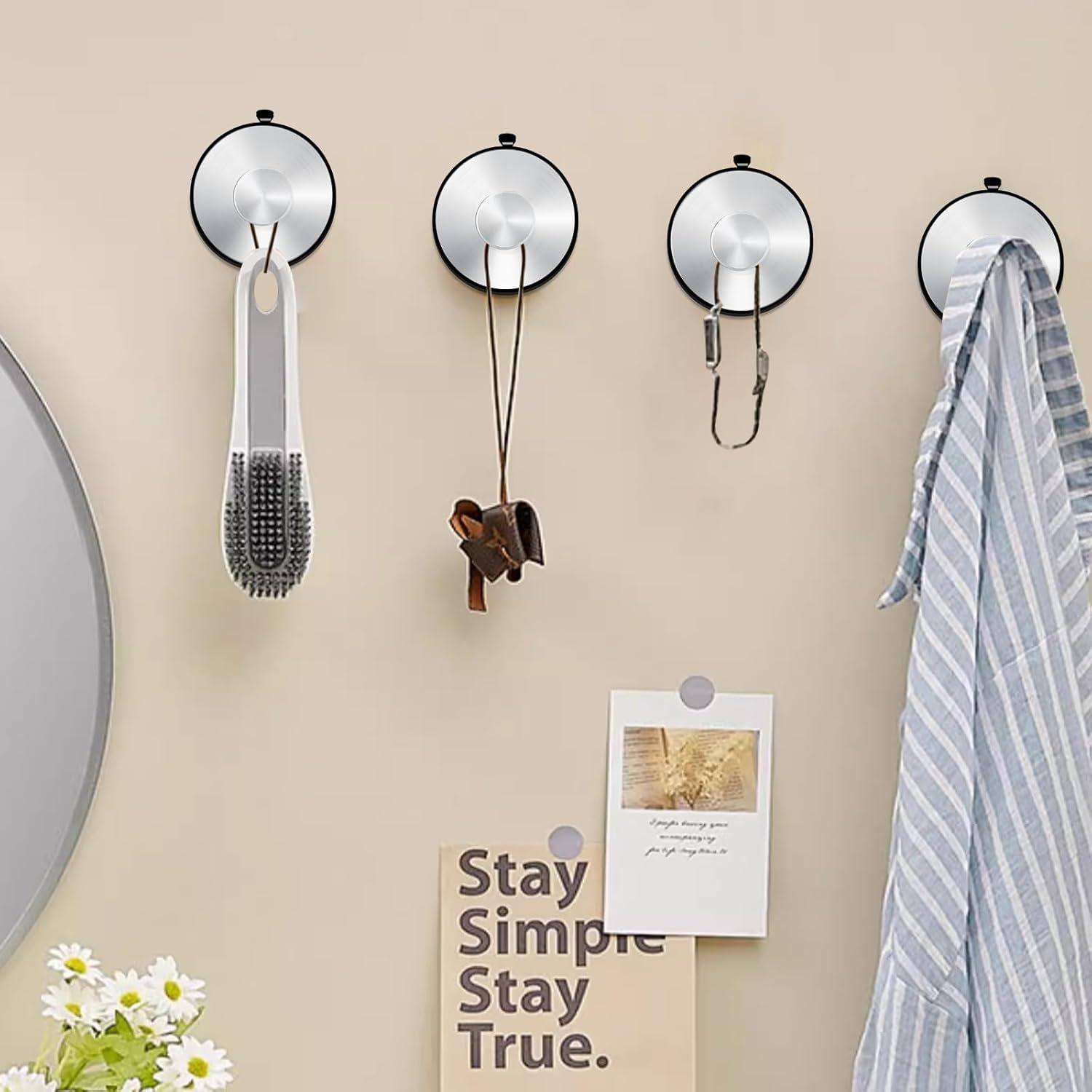 Ganchos de Ventosa WAYCOM Acero Inoxidable 2 Piezas 6.8 Kg