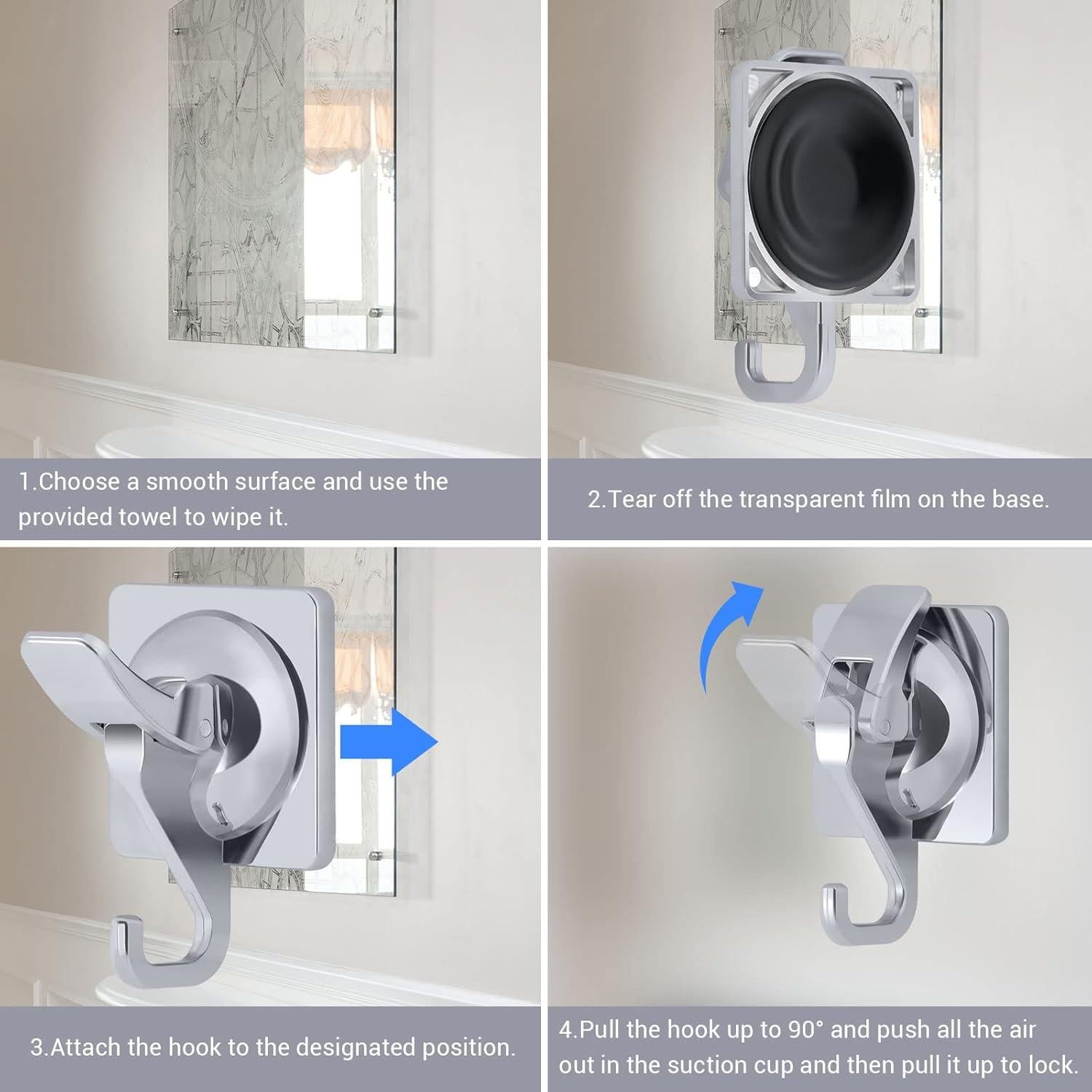 Ganchos de Ventosa YSSILADI para Ducha - 2 Paquete Plata