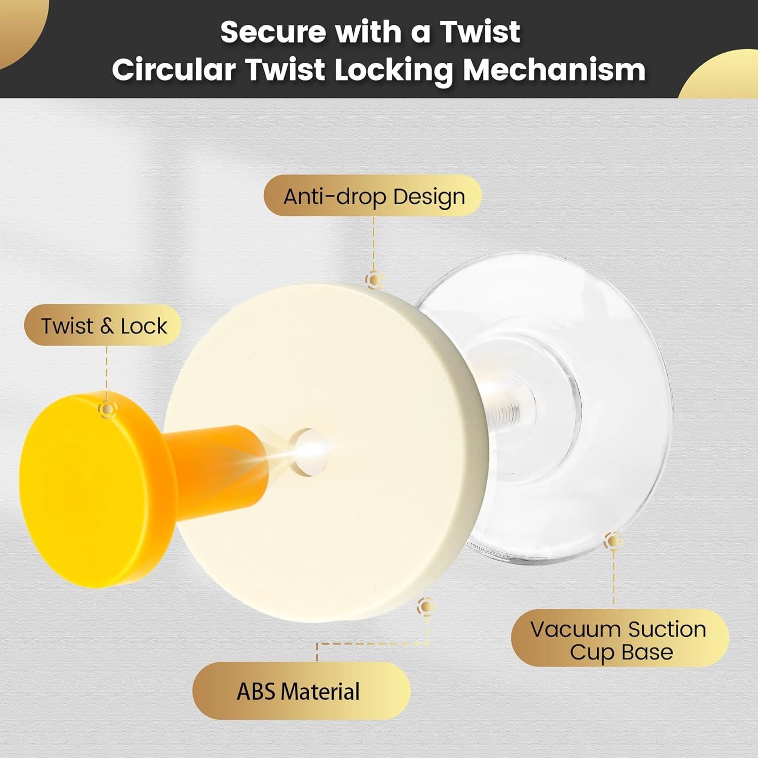 Ganchos Adhesivos de Ventosa SUNBAK - Soporta 5.44 kg - Paquete de 4
