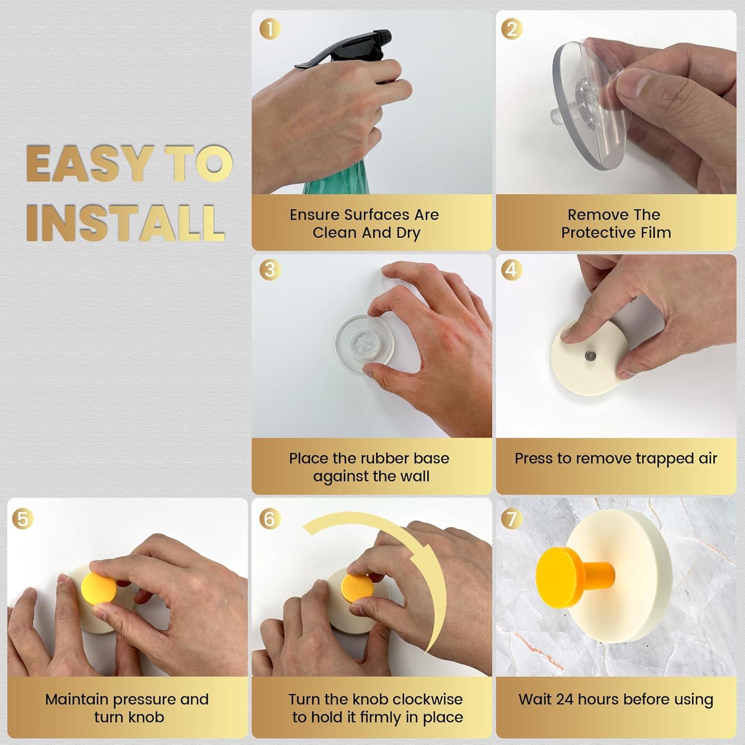 Ganchos Adhesivos de Ventosa SUNBAK - Soporta 5.44 kg - Paquete de 4