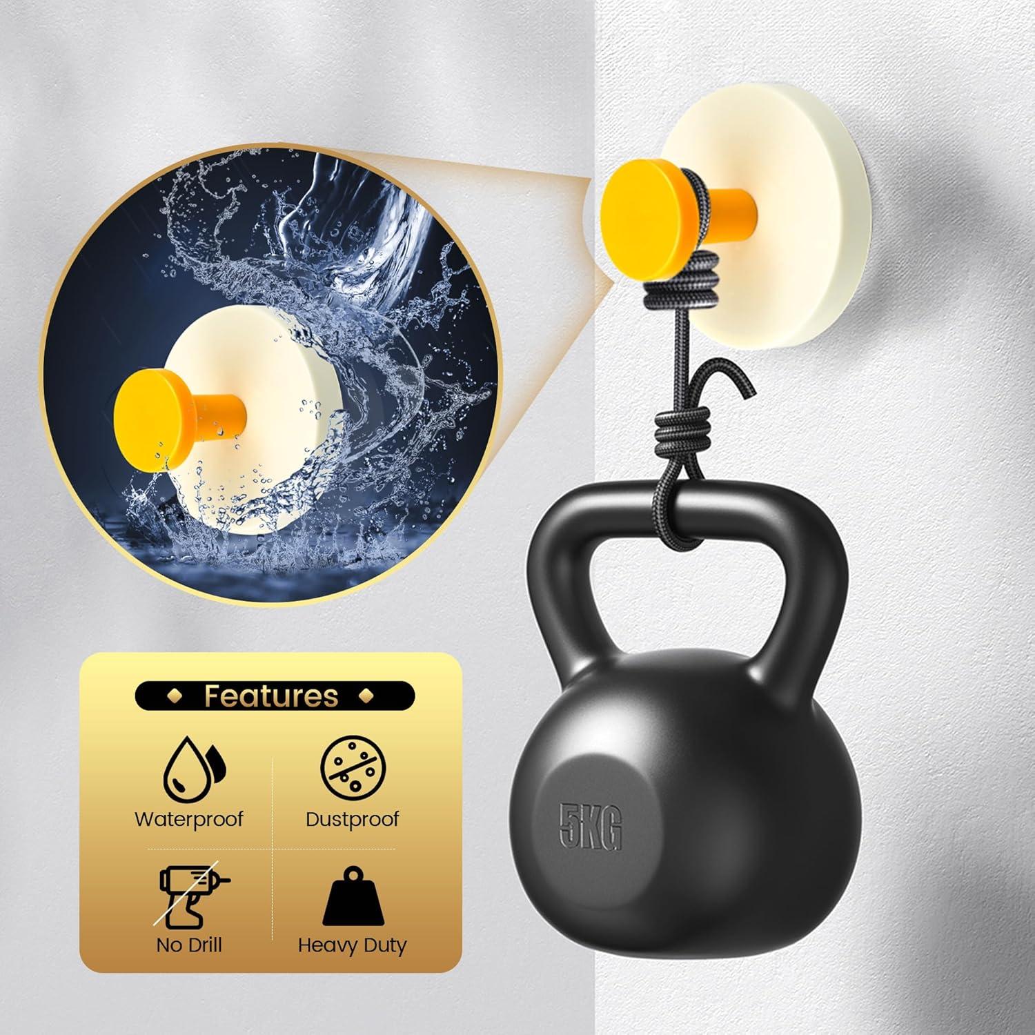 Ganchos Adhesivos de Ventosa SUNBAK - Soporta 5.44 kg - Paquete de 4