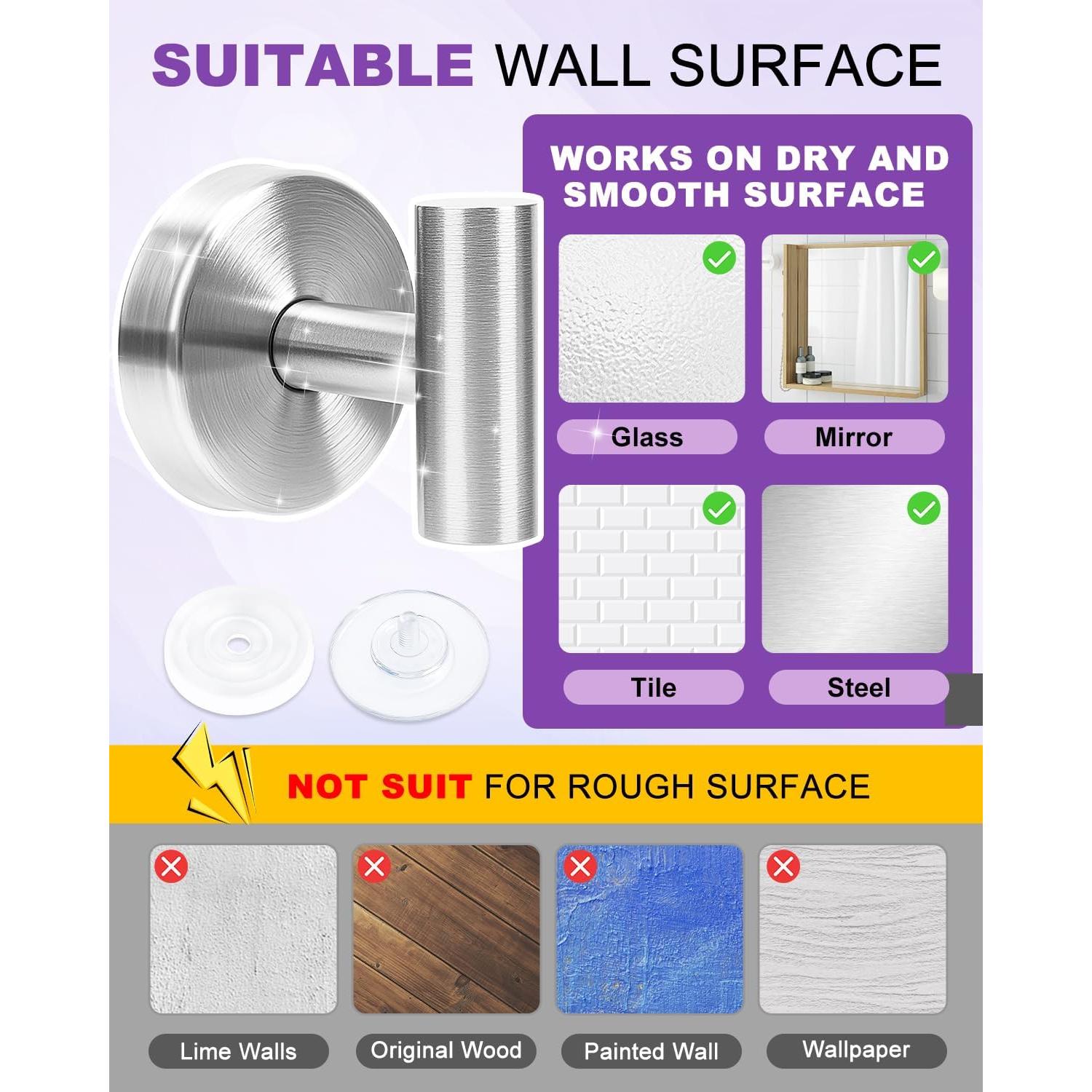 Ganchos de Succión Sin Perforación Bathiin - Acero Inoxidable 3 Pzas