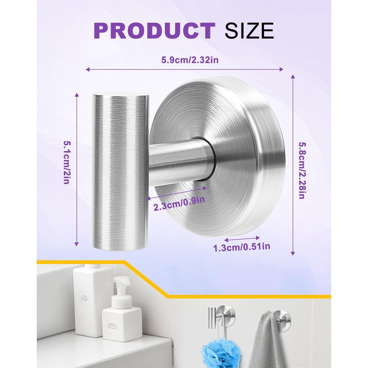 Ganchos de Succión Sin Perforación Bathiin - Acero Inoxidable 3 Pzas
