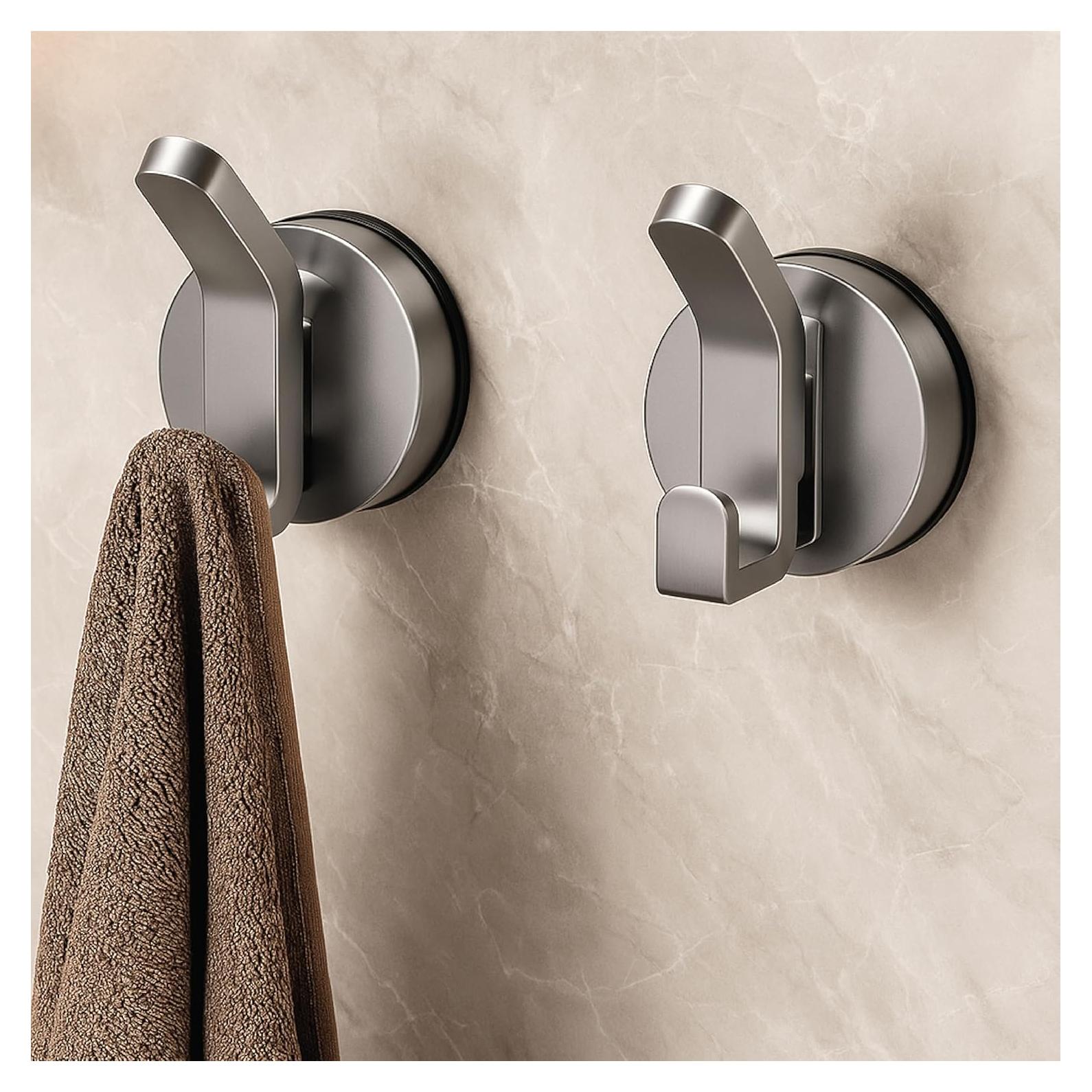 Gancho Doble Ventosa UKKA HOME Gris 2 Unidades para Ducha y Cocina