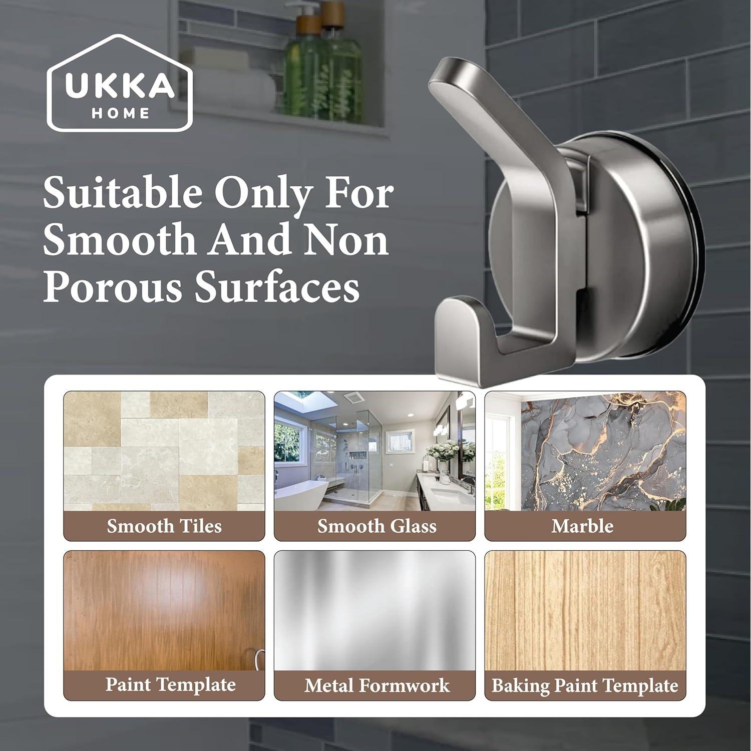 Gancho Doble Ventosa UKKA HOME Gris 2 Unidades para Ducha y Cocina